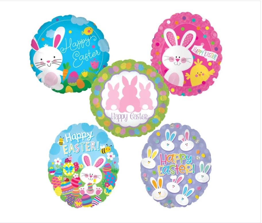 Easter Balloon (Style will vary) - What a sweet way to bring some joy at Easter.  Choose from a single Easter themed foil balloon to add to you gift, or choose our Easter themed foil ballon bouquet (5) 