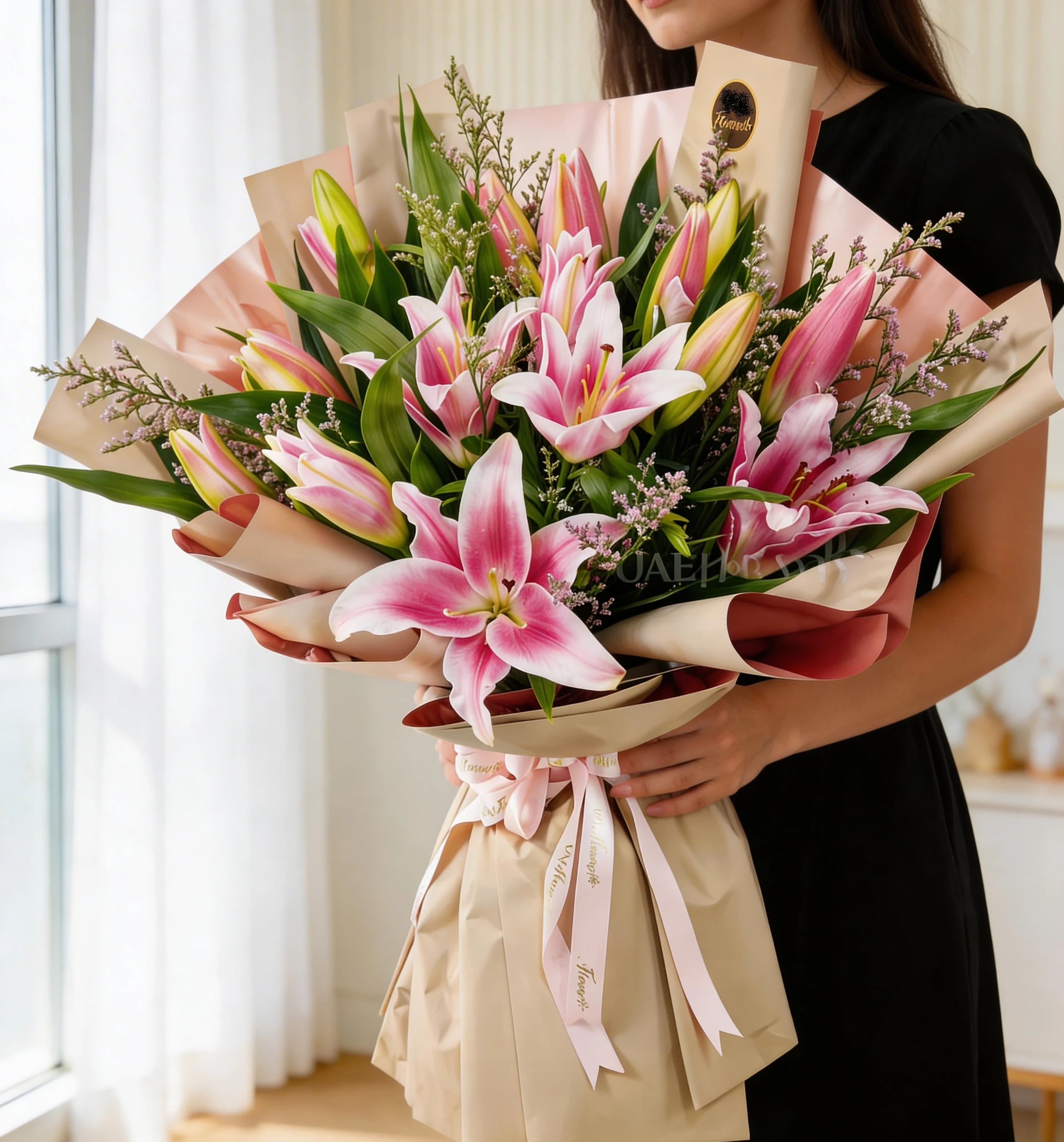 Fragrant Stargazer lilies Wrapped Bouquet  - This beautiful arrangement is sure to impress! Exquisite and exceptional, Sincere Stargazers is full of beautiful and fragrant Stargazer liliesl. This elegant arrangement, wrapped in sophisticated  paper, exudes charm and grace, making it a perfect gift 