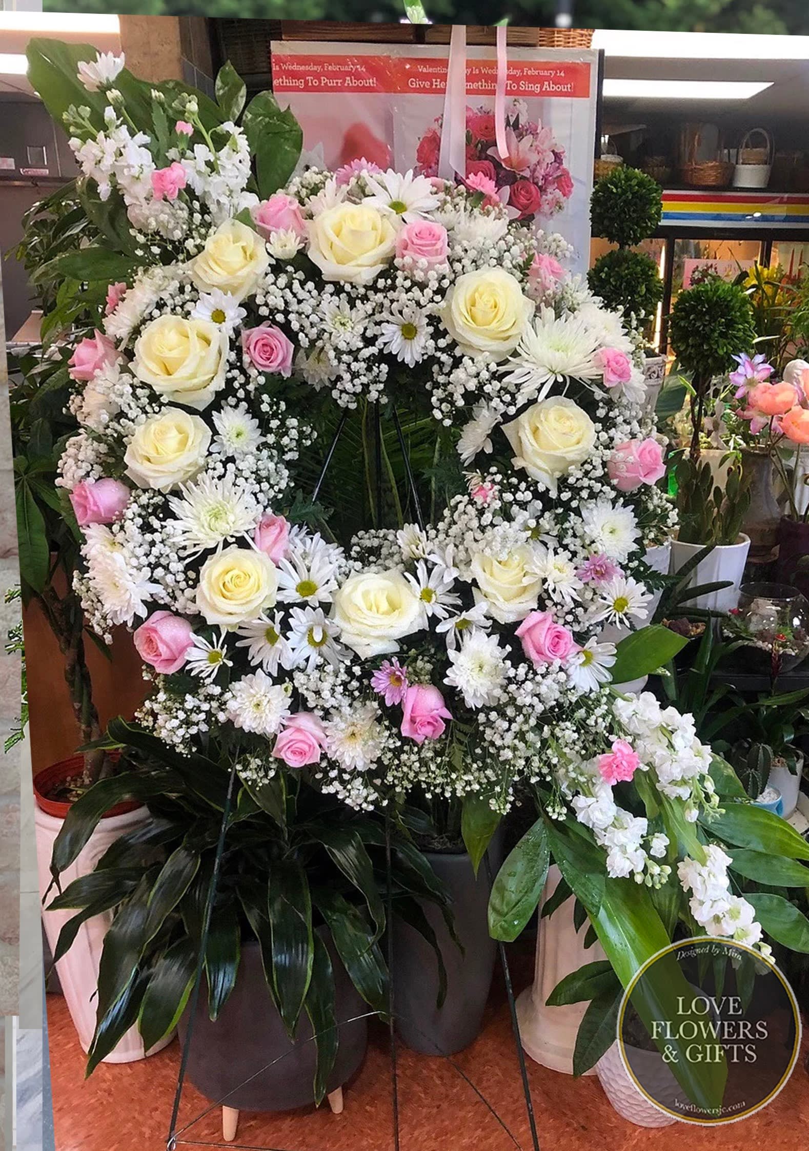 Enduring Grace (Round Standing Wreath)  - PLEASE ORDER A MINIMUM OF 1 DAY IN ADVANCE.     