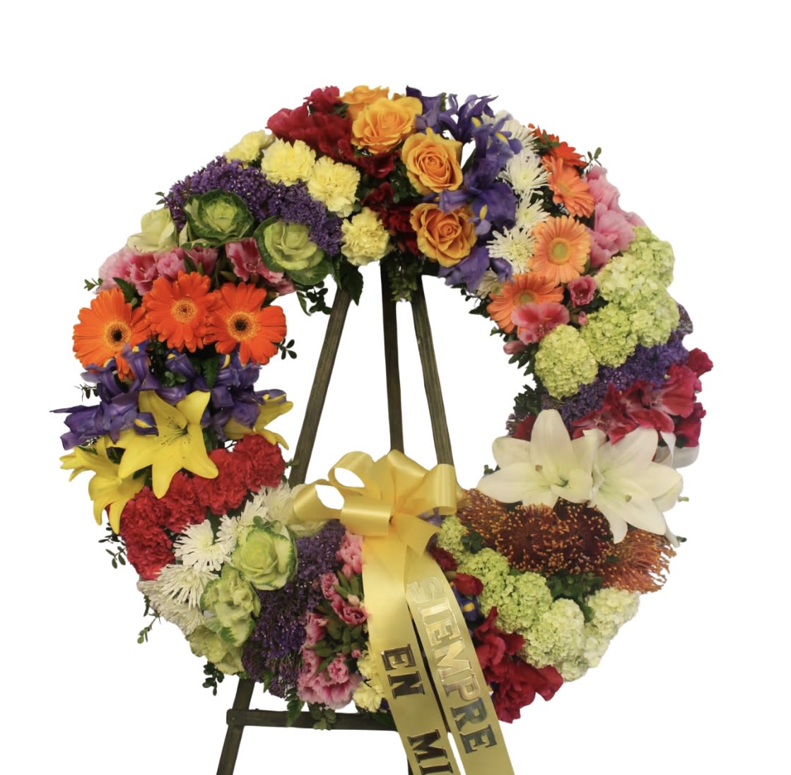 Mix Wreath - A very nice and colorful wreath made out of mixed flowers.  DOES NOT INCLUDE RIBBON