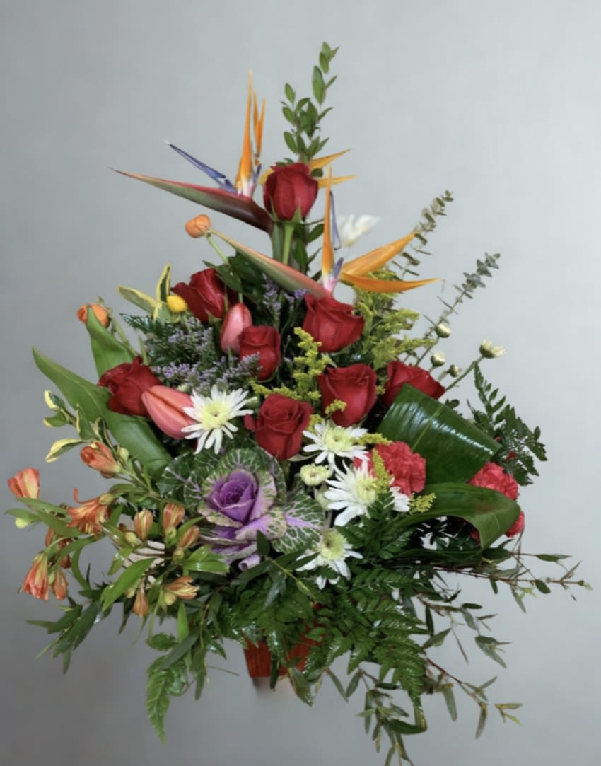 Bird Mix  by D'Lily's Flowers  - Beautiful Birds of paradise with mixed flowers combined to bring an exotic joy to a special someone.  DISCLAIMER: Flowers may be substituted if needed to. 