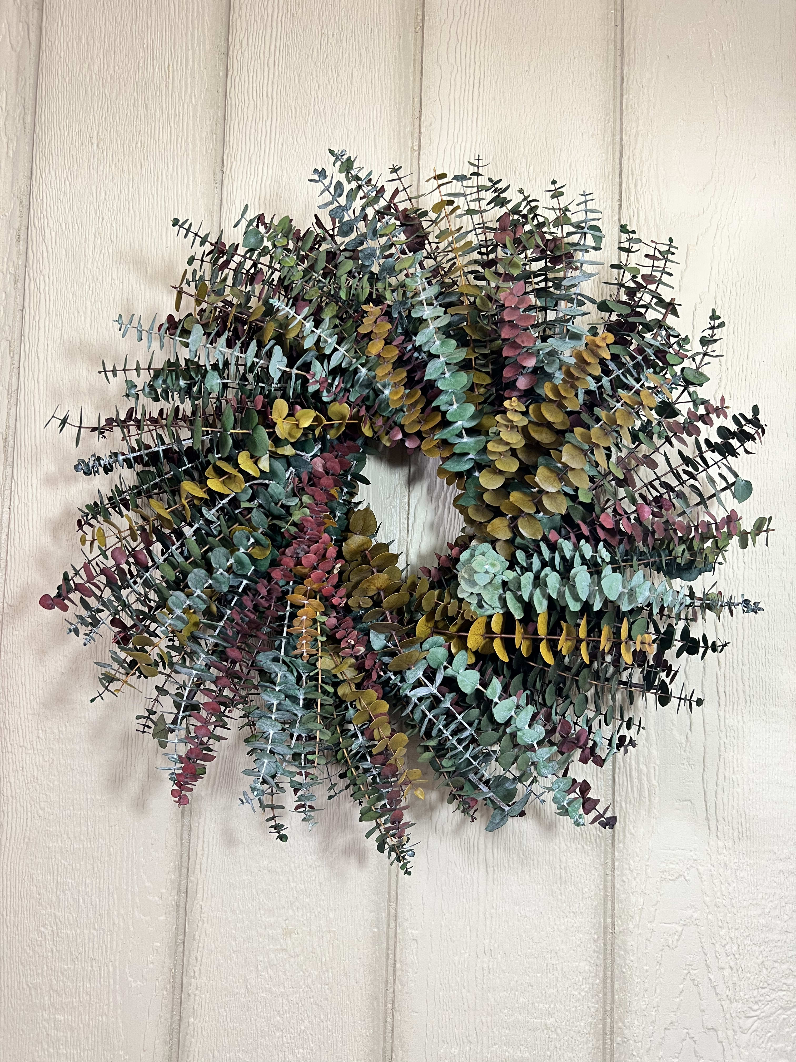 Mixed Preserved  - A baby blue preserved wreath.  