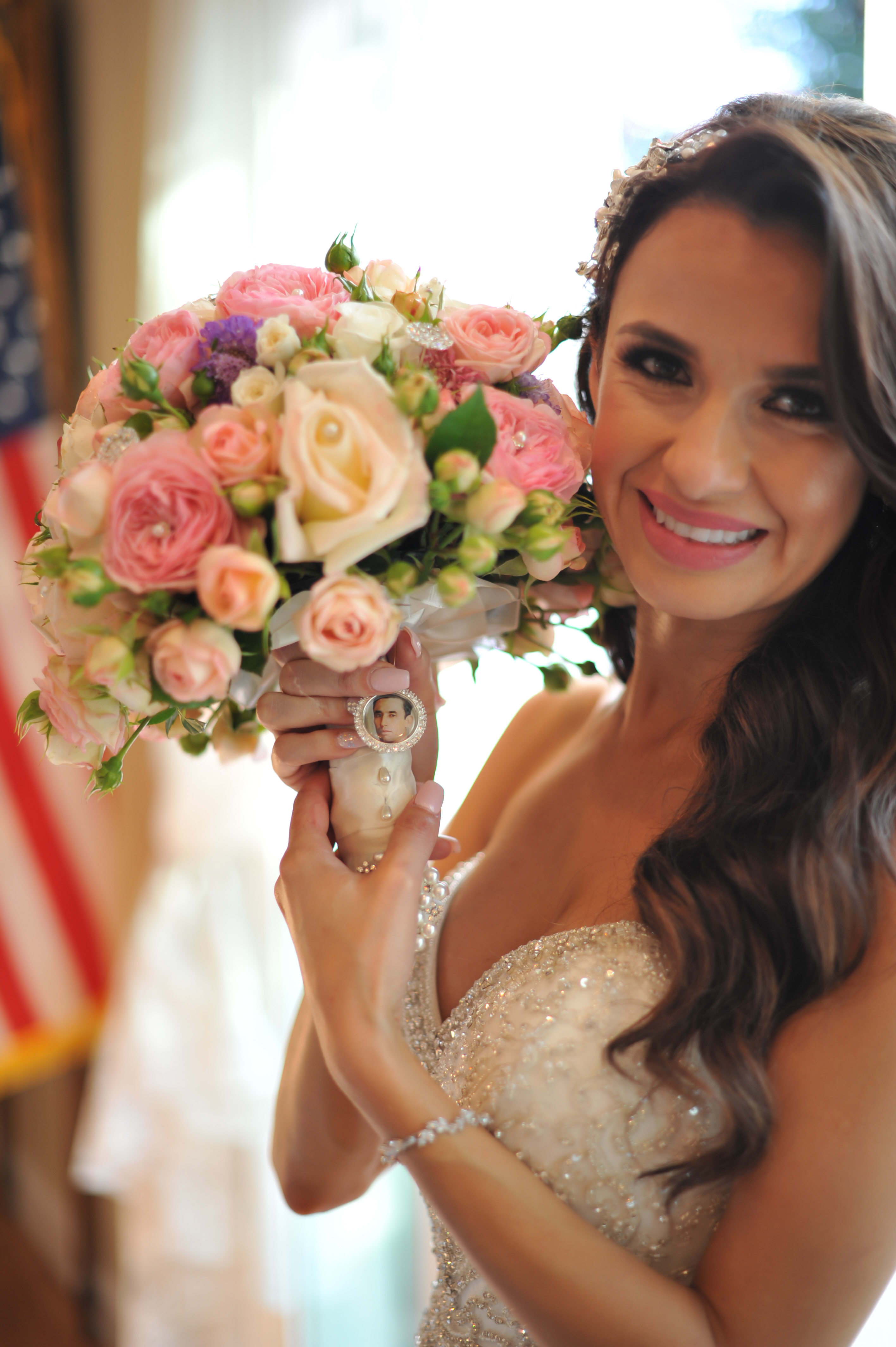 Blushing - A beautiful feminine bridal bouquet in  range of tones, from pale to deep and radiant pink flowers