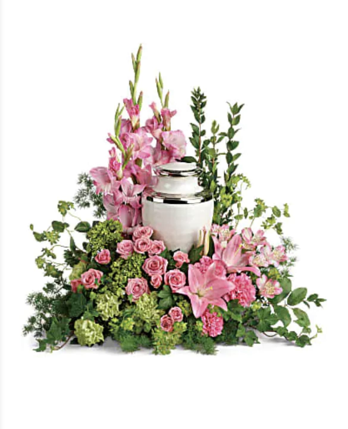 Sacred Solace - A stunning arrangement covered with pinks and greens that express sincere appreciation.