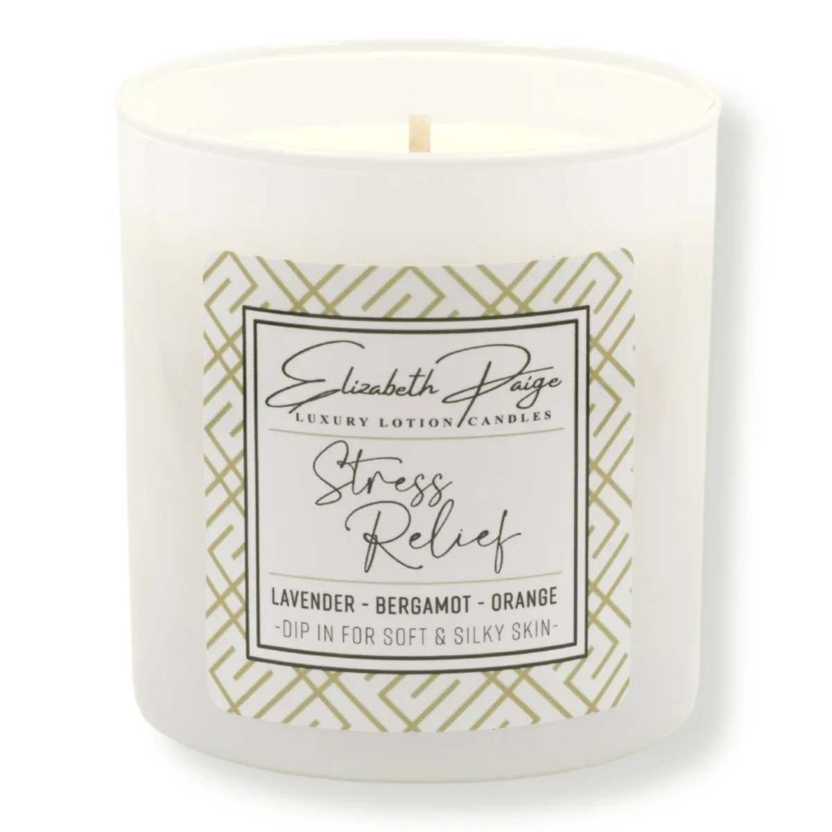Stress Relief Soy Lotion Candle - Lavender - Bergamot – Orange  A harmonious collaboration of calming lavender, spicy bergamot and bright orange make up this best seller! It's been a customer go to for YEARS ... some even call it "relaxation in a jar". After all, unplugging and bringing the outdoors in helps us de-stress and be present.  9oz | Approx 40 hr burn time  100% Pure Soy Bean Oil   Enjoy your favorite fragrance and beautiful ambiance WITHOUT black soot and smoke (just keep those wicks trimmed!)  Made without dyes, additives, petroleum, or paraffin AND hand-poured with love in the USA.  But the fun doesn't stop there! The best (and most unique) part is ... our candles DOUBLE AS LOTION.