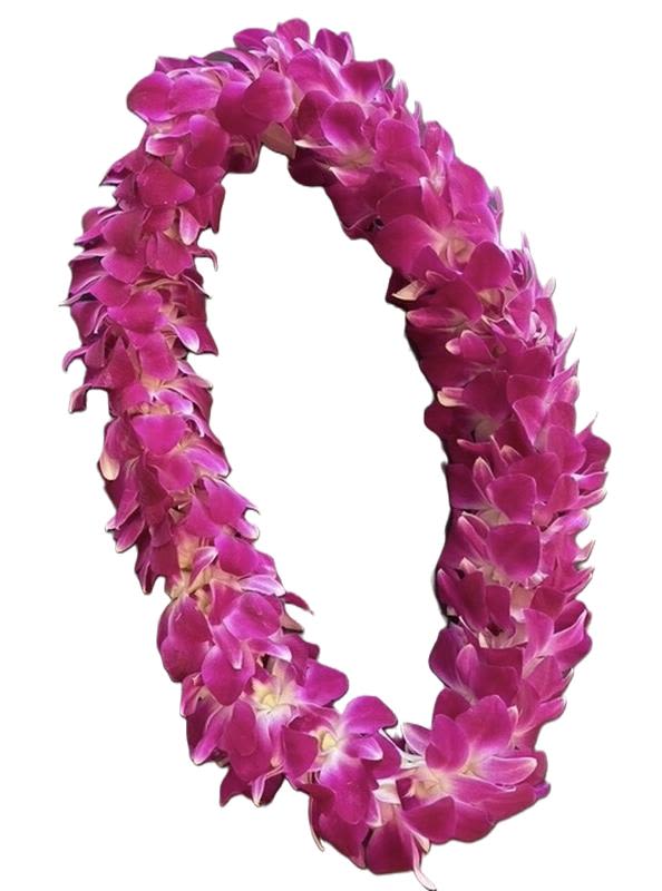 Lei - Double Purple  - Purple Dendrobium Orchid Lei