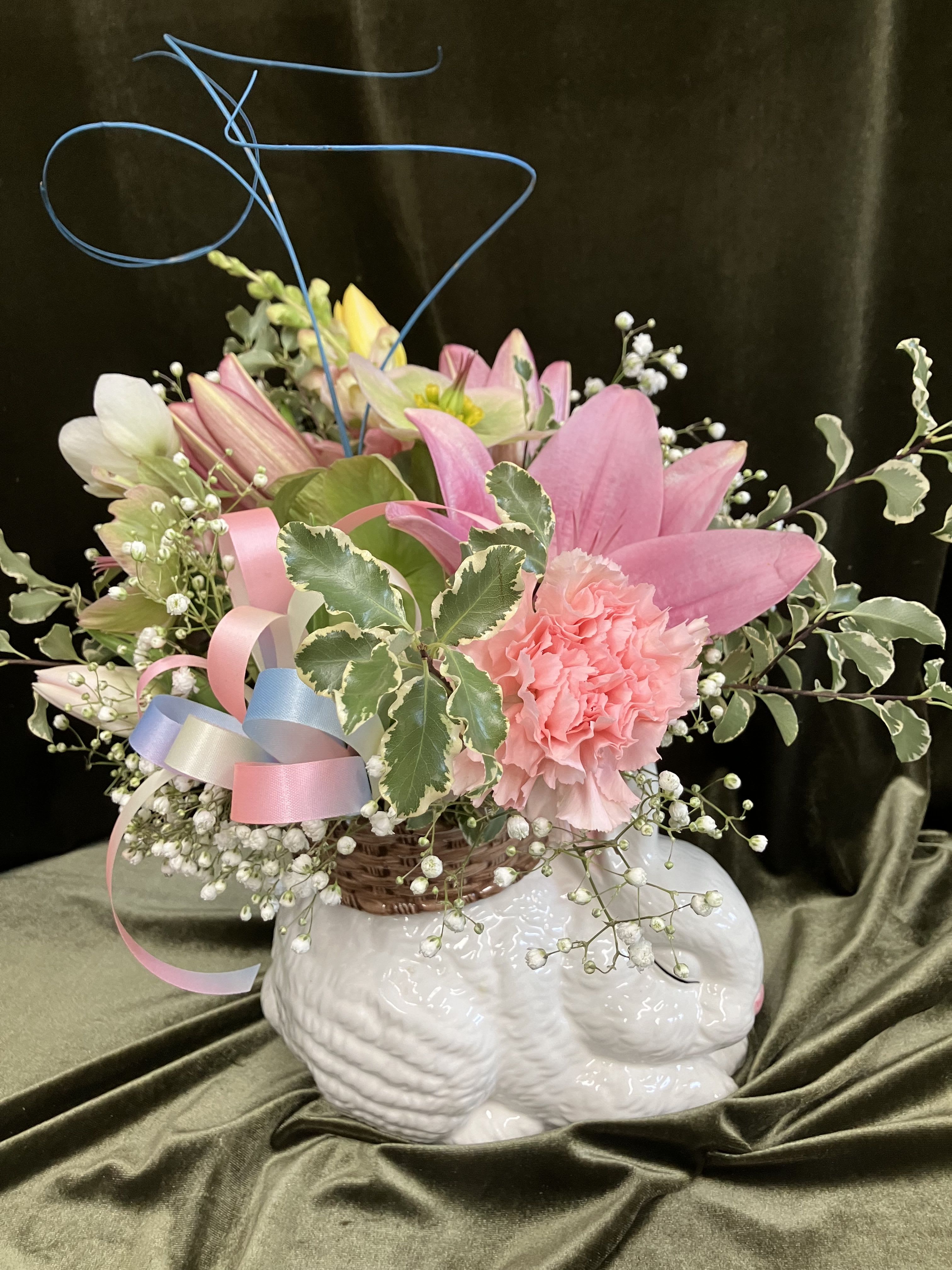 Ceramic Bunny Arrangement  - Adorable ceamic bunny just in time for Easter! Delivered as pictured! 