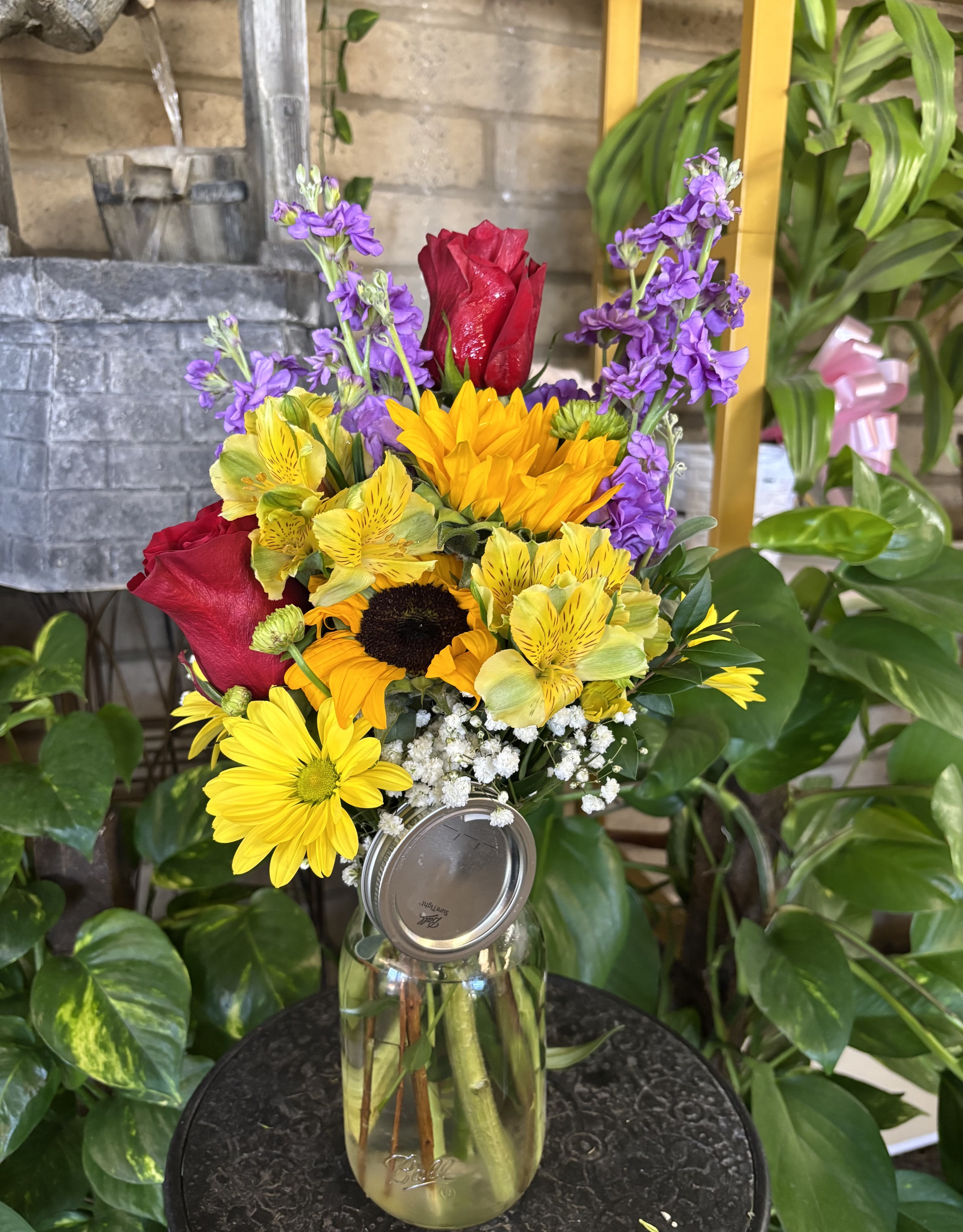 Floral Mason JAR  - Fresh flower in mason jar 