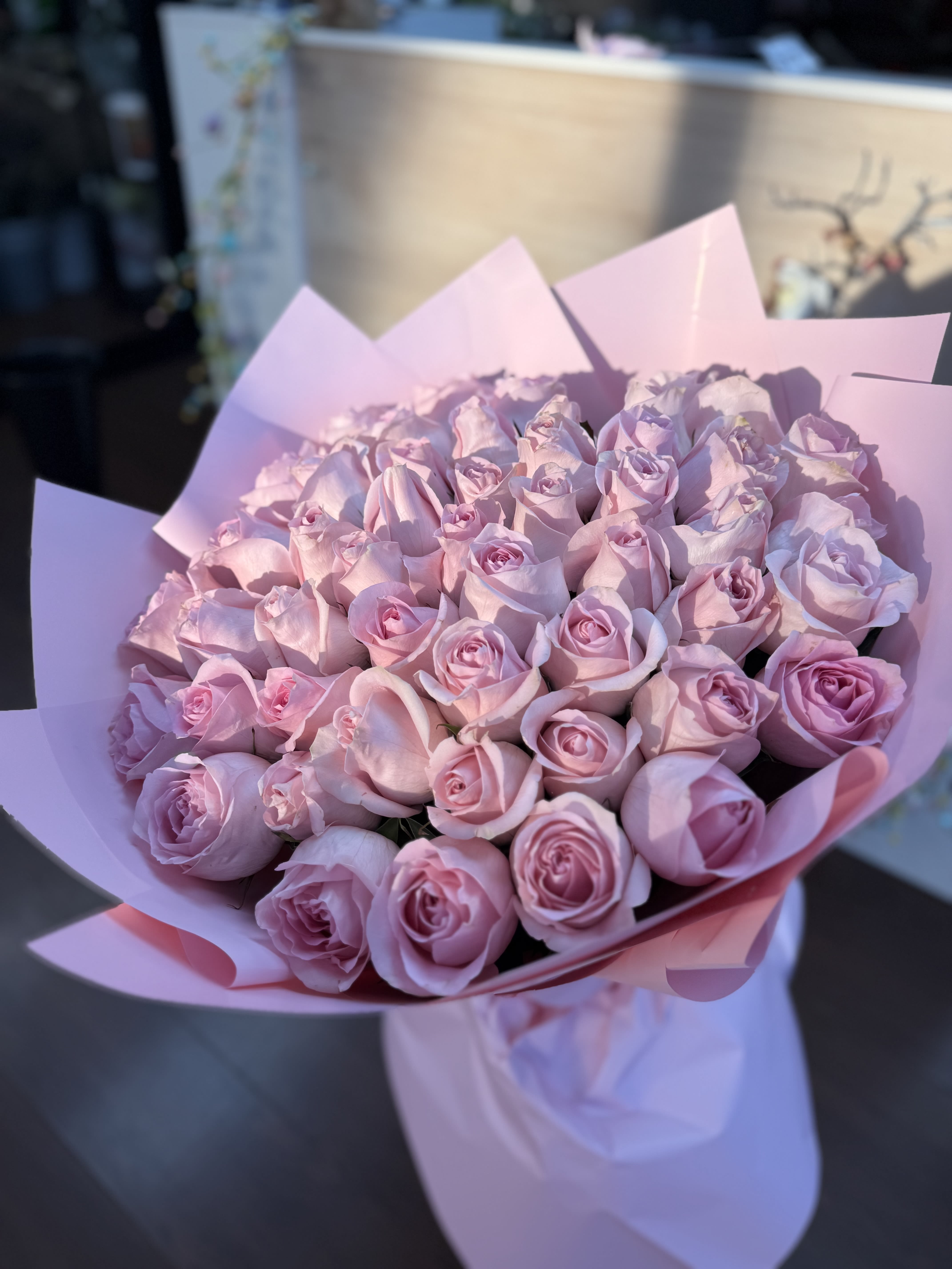 Pink Love - A delicate bouquet of pink roses, symbolizing grace, admiration, and gentle love. Soft and romantic, these elegant blooms create a feeling of warmth and tenderness, making it a perfect gift for expressing heartfelt emotions and sweet moments