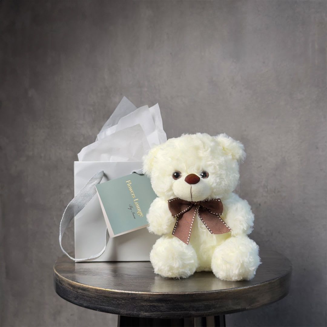 Cream Cuddle - A soft cream teddy bear that adds warmth and sweetness to any flower delivery. A perfect companion for romantic gifts, birthdays, or thoughtful surprises. Custom greeting card included.