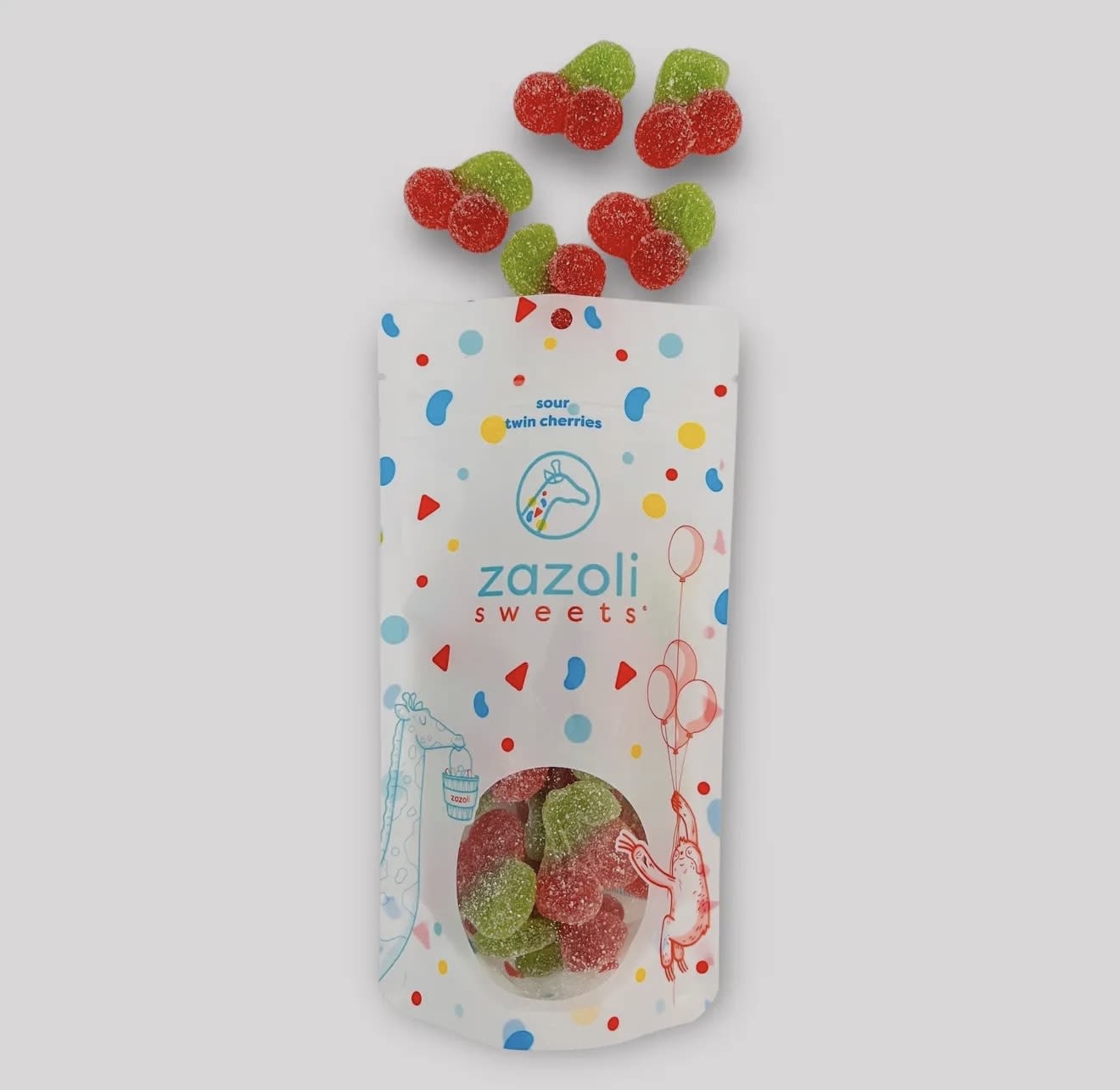 Sour Twin Cherries - Sour Twin Cherries  Gummy Sour Twin Cherries are just as delicious as their sweet sibling, but with a delightful sour kick.   Net Wt. 4 oz. 