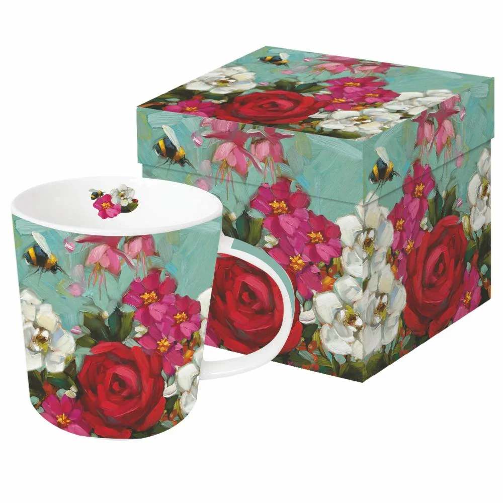 In The Garden Mug  - 13.5 oz Mug with matching decorative gift box New Bone China Dishwasher/Microwave safe Made in China