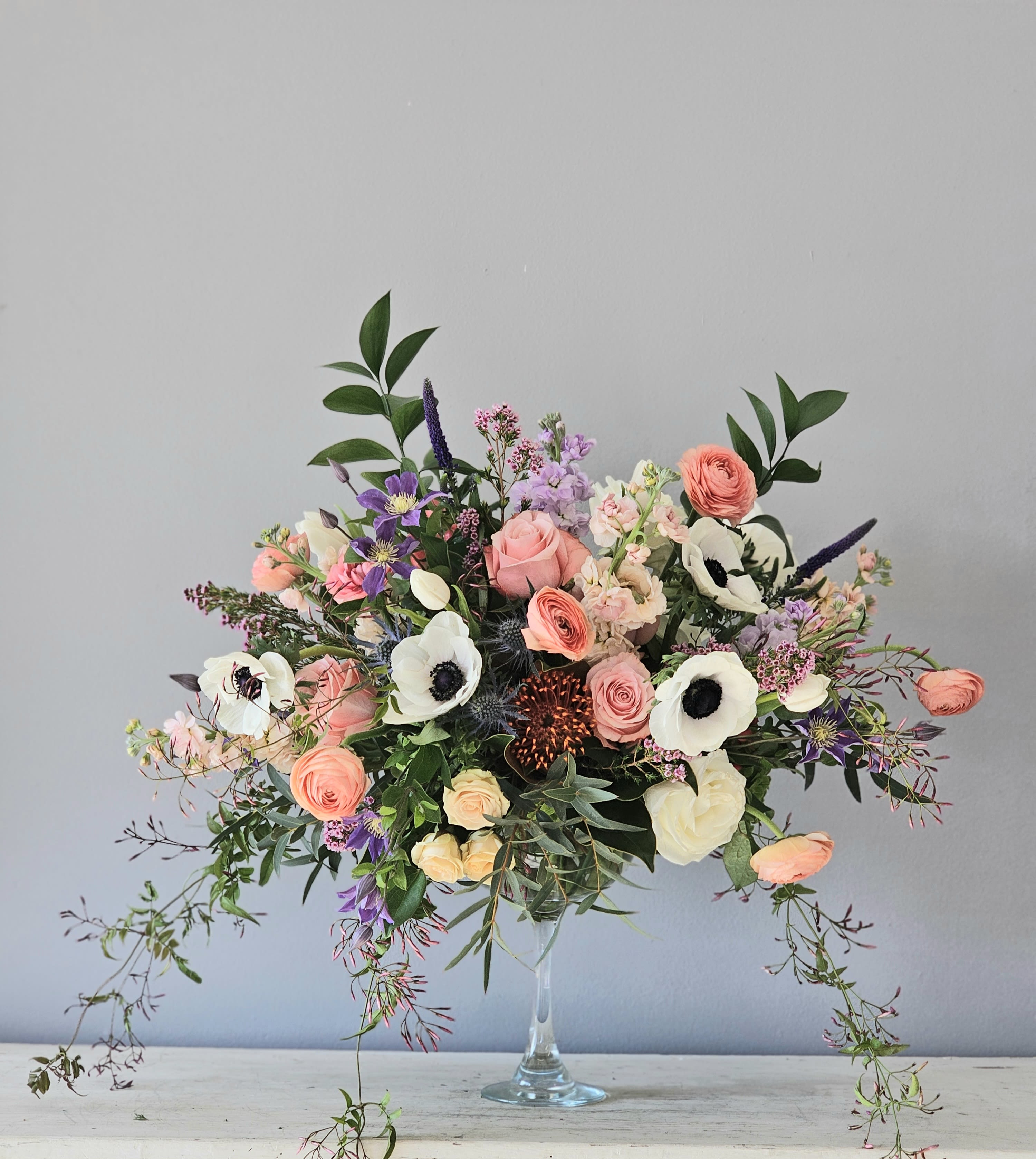 Peaches and Cream - A beautiful vase of premium seasonal blooms that are soft and ethereal.