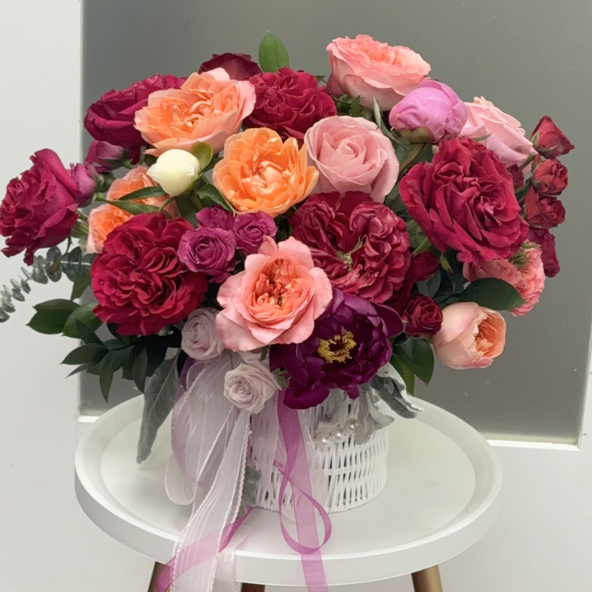 Basket of Mix Roses  - Basket of Mix Roses