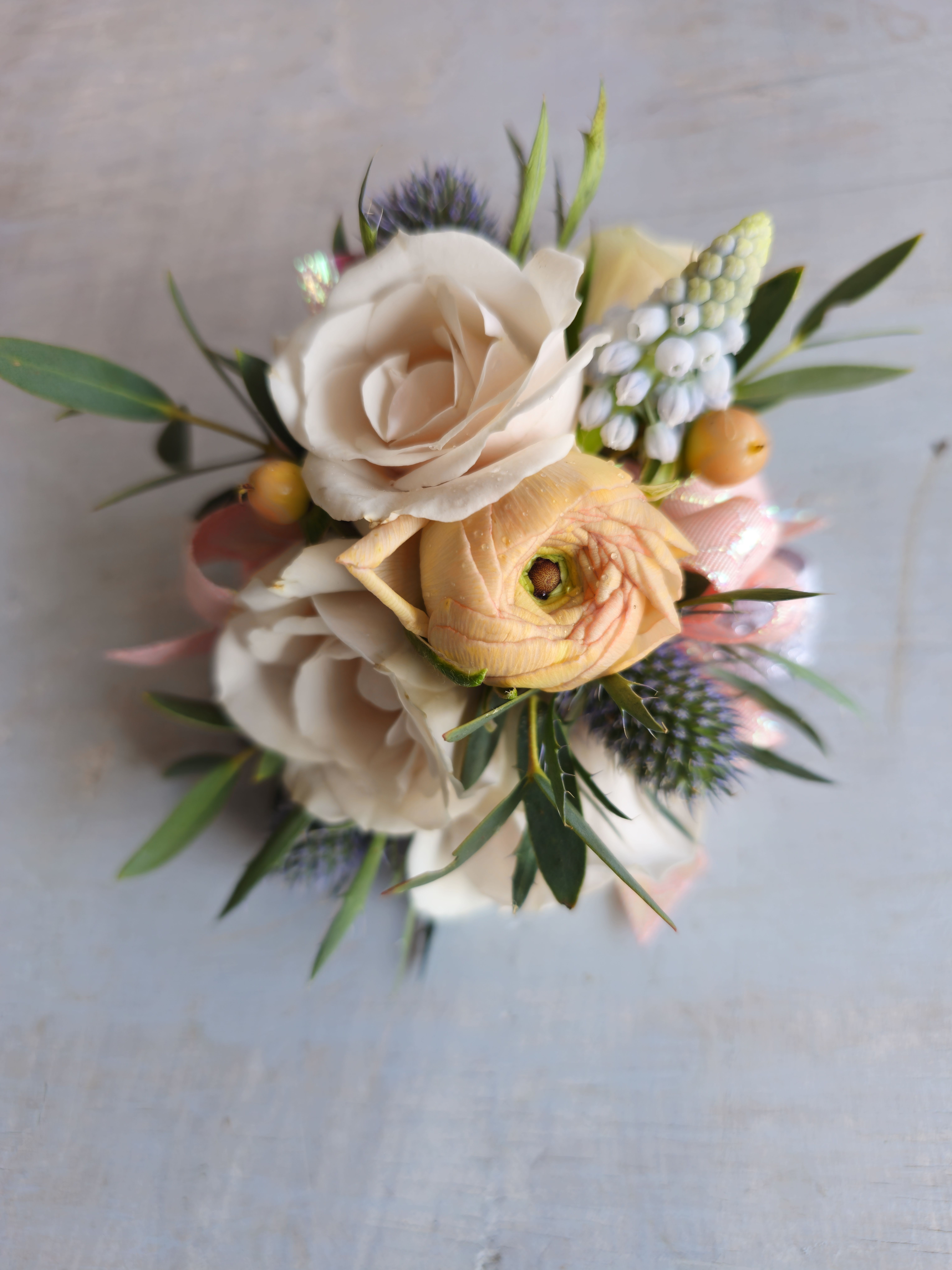 Blush Wrist corsage - Soft muted wrist corsage**** please call to order