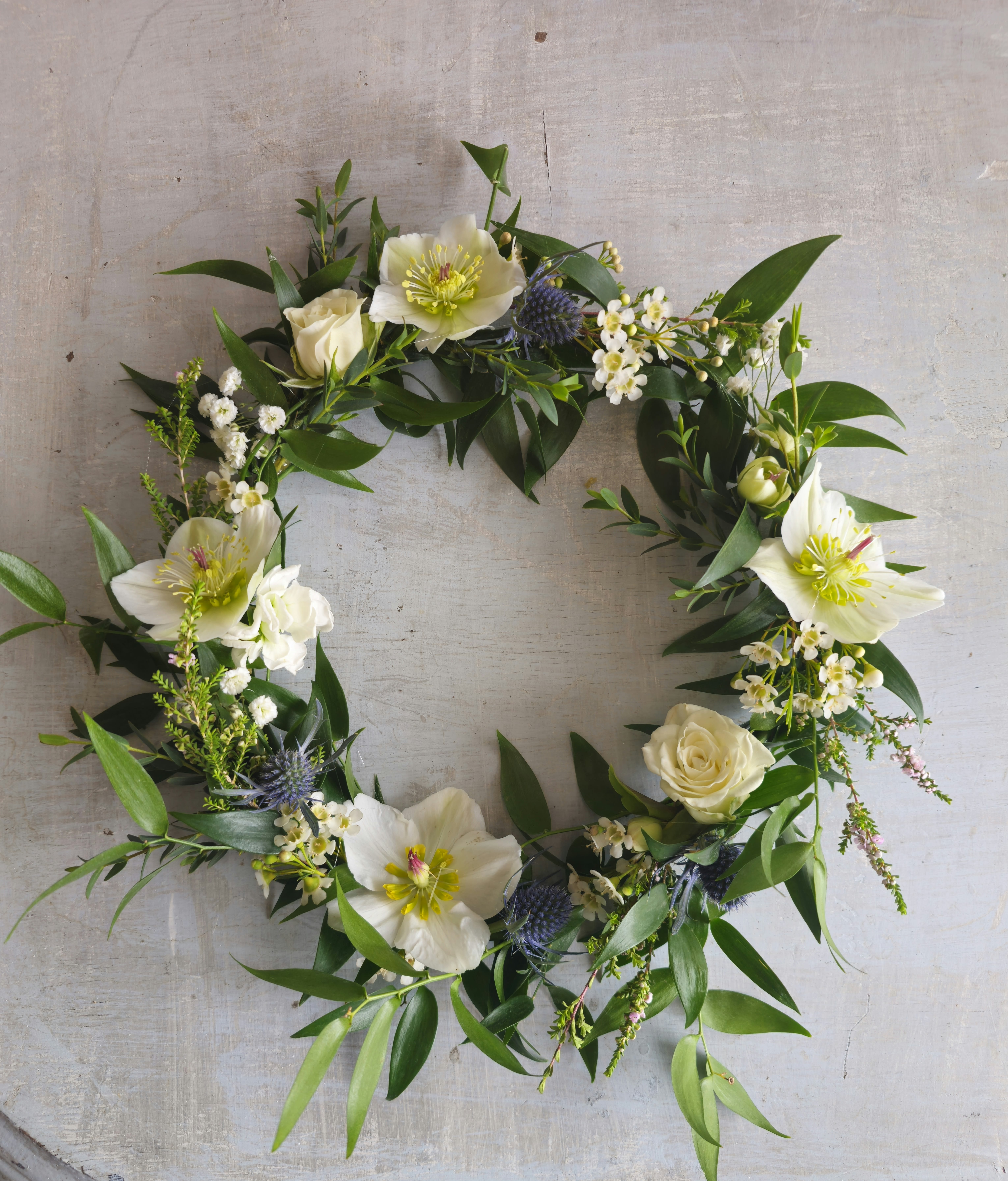 Neutral flower crown - A flower crown in a neutral palette of white and green