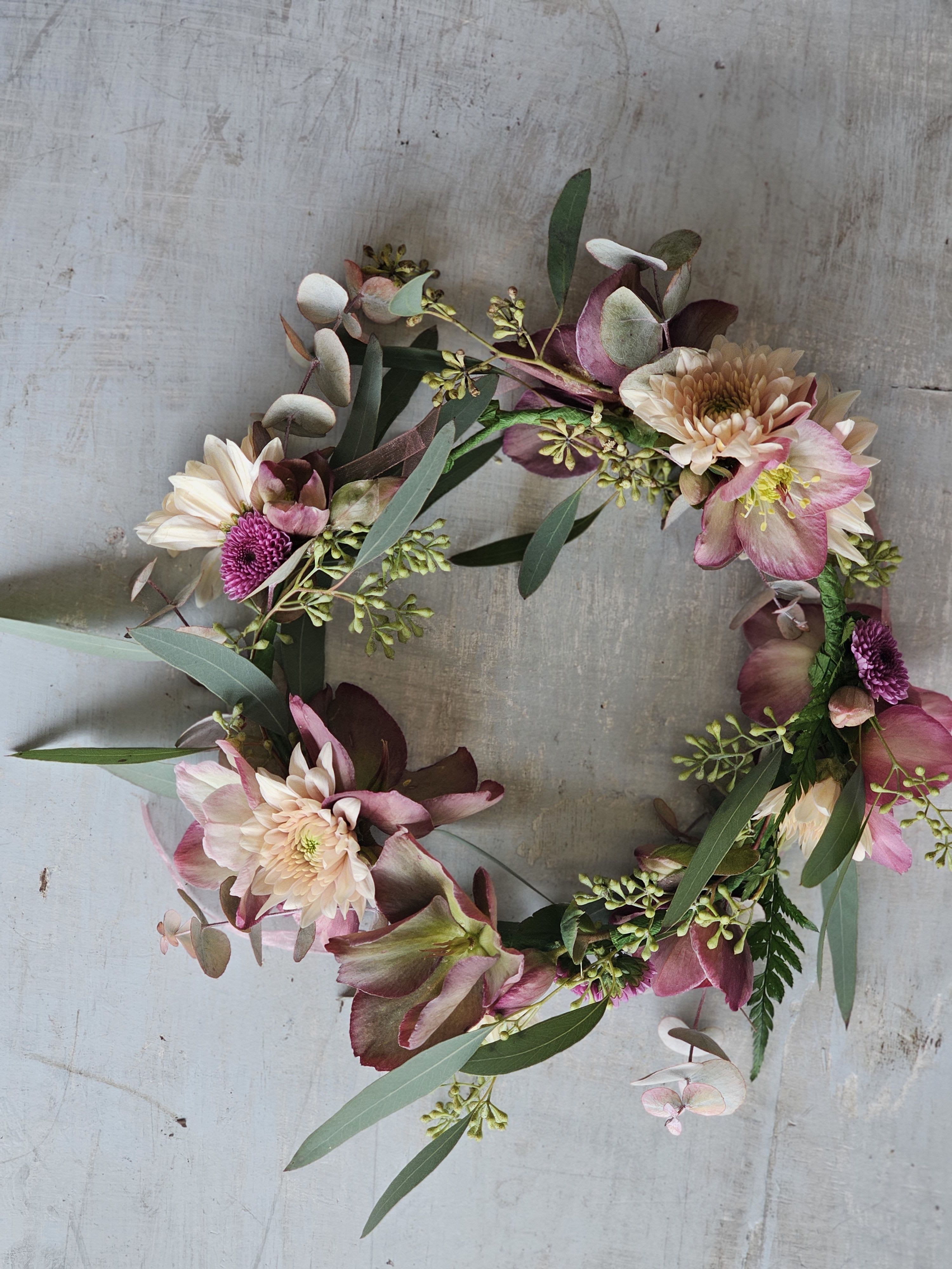 Flower Crown - A flower crown of beautiful seasonal blooms in muted shades
