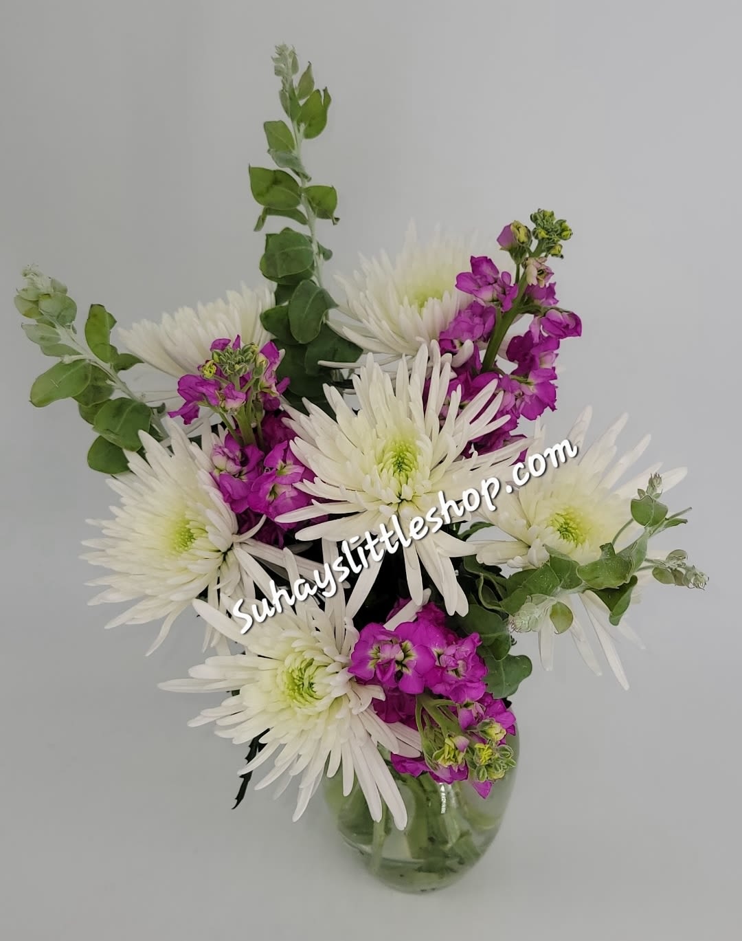 CALM  - Beautiful Purple and white  chrysanthemum and stock flowers 
