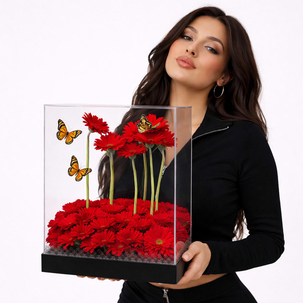 Live Butterfly Flower Box - Experience the magic of live butterflies and fresh flowers. This elegant flower box is filled with lush blooms and delicate butterflies that create a breathtaking moment when the box is opened. A truly unforgettable gift for someone special