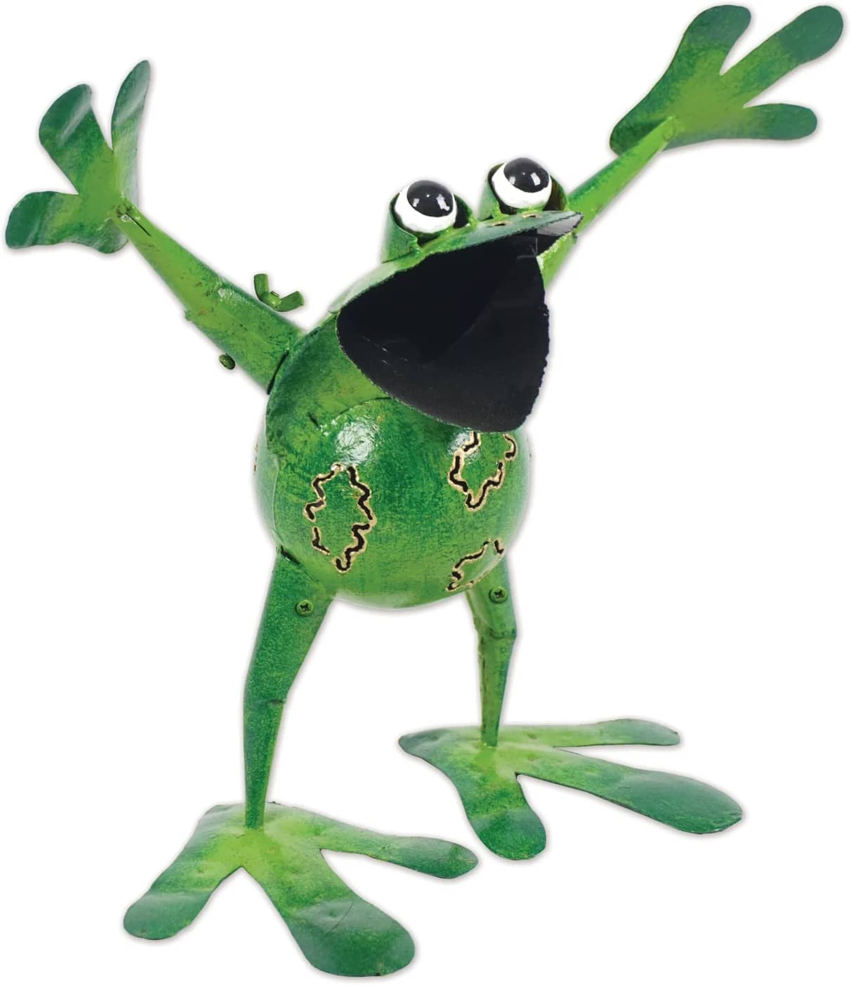 Speedy Frog Garden Sculpture - Speedy Frog comes already assembled, and accompanied by two (2) ground stakes to secure him in your garden. 