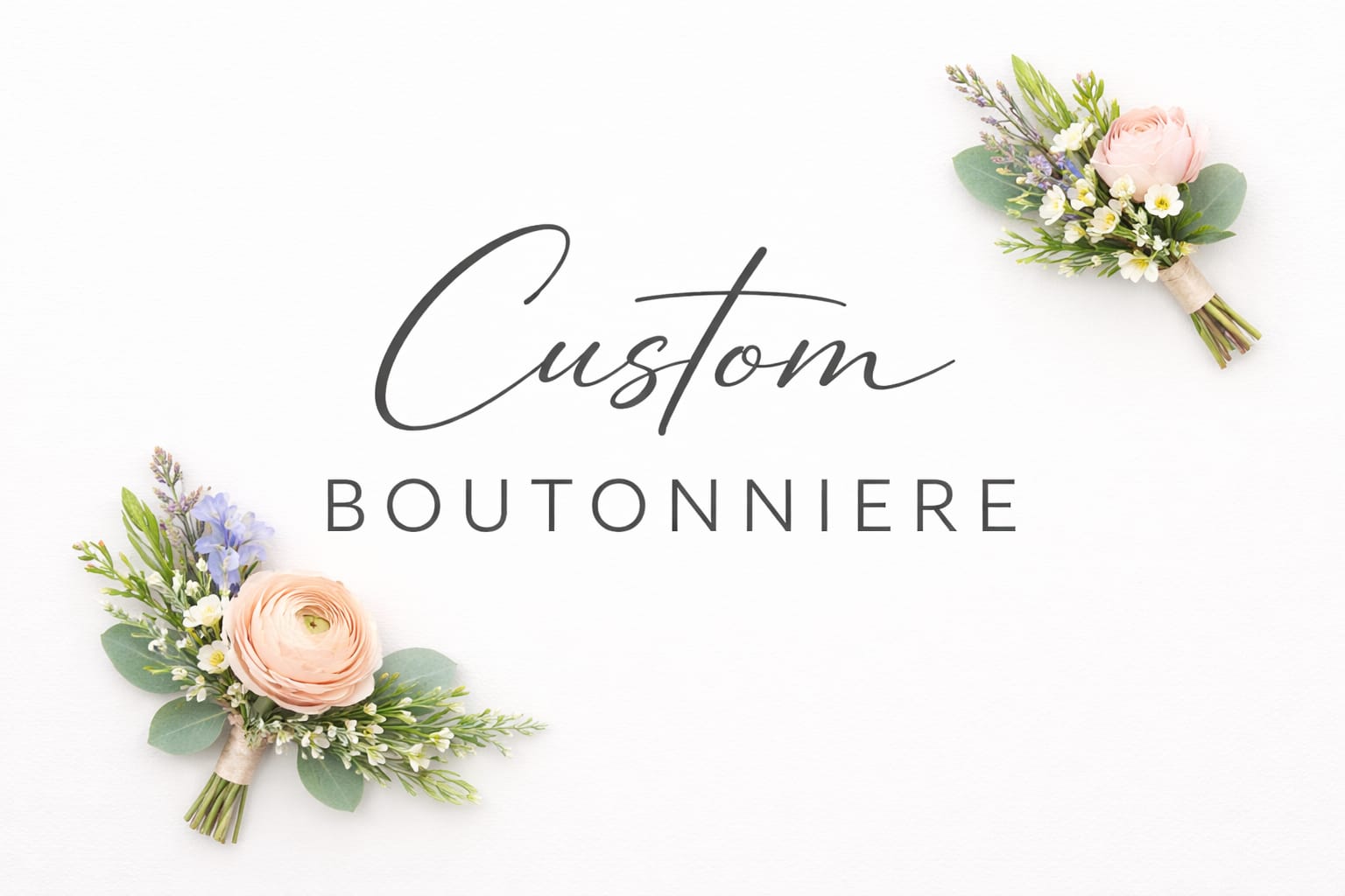 Custom Boutonniere - Boutonniere designed to coordinate perfectly with your attire. Please include your preferred colors, flower choices, and jacket color in the “Special Instructions” when placing your order.  A traditional boutonniere is worn on the lapel of a suit or tuxedo jacket, typically secured with a pin.   You’re also welcome to text a photo of your outfit or any inspiration to 651-730-9115. Please include your first and last name, along with your order number for our reference when texting.