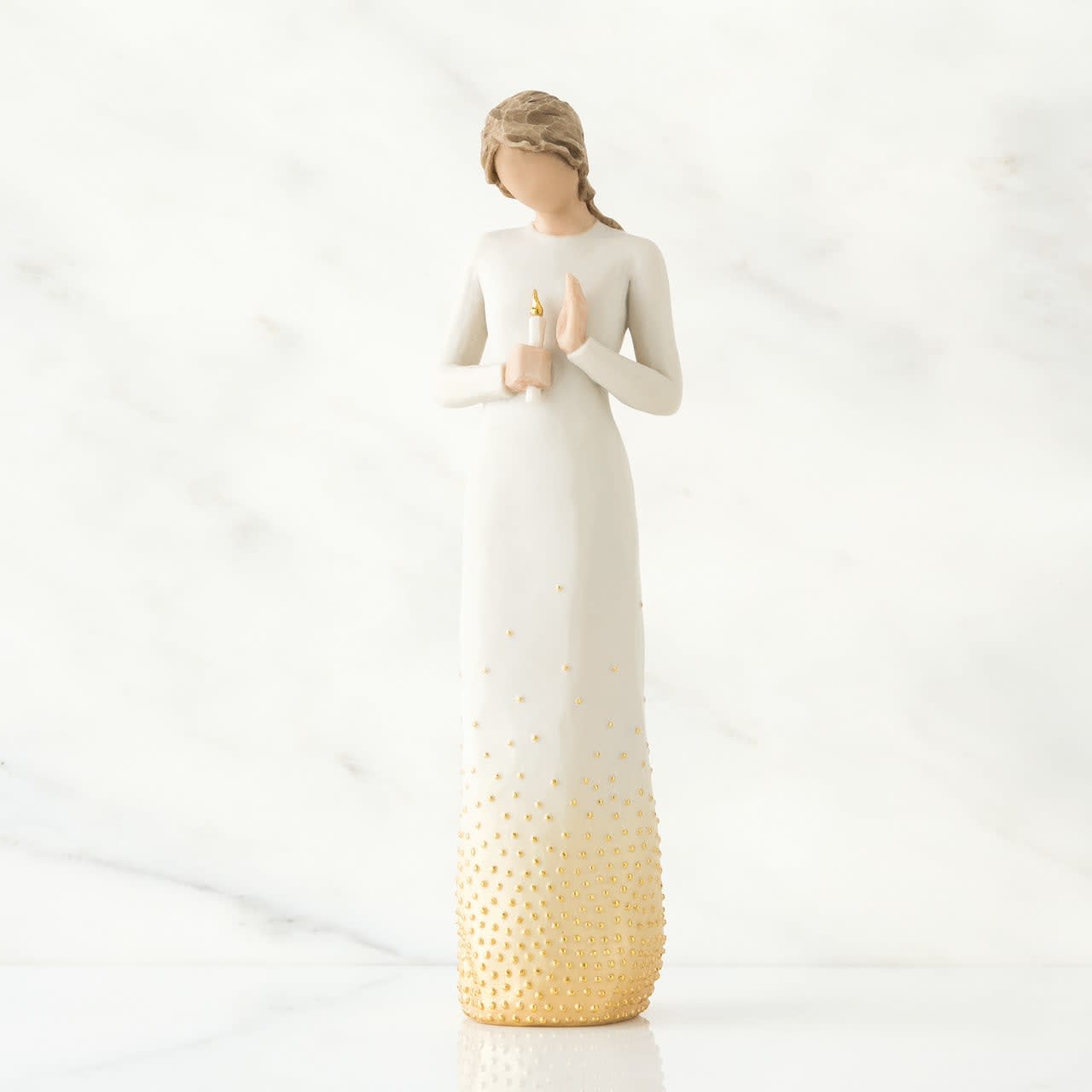 WILLOW TREE - VIGIL - "Luminary of Love" A gift to express sympathy, comfort, remembrance and healing. 10" sculpted figure by Susan Lordi Carved resin, hand-painted. Dust with soft cloth or soft brush. Avoid water or cleaning solvents 