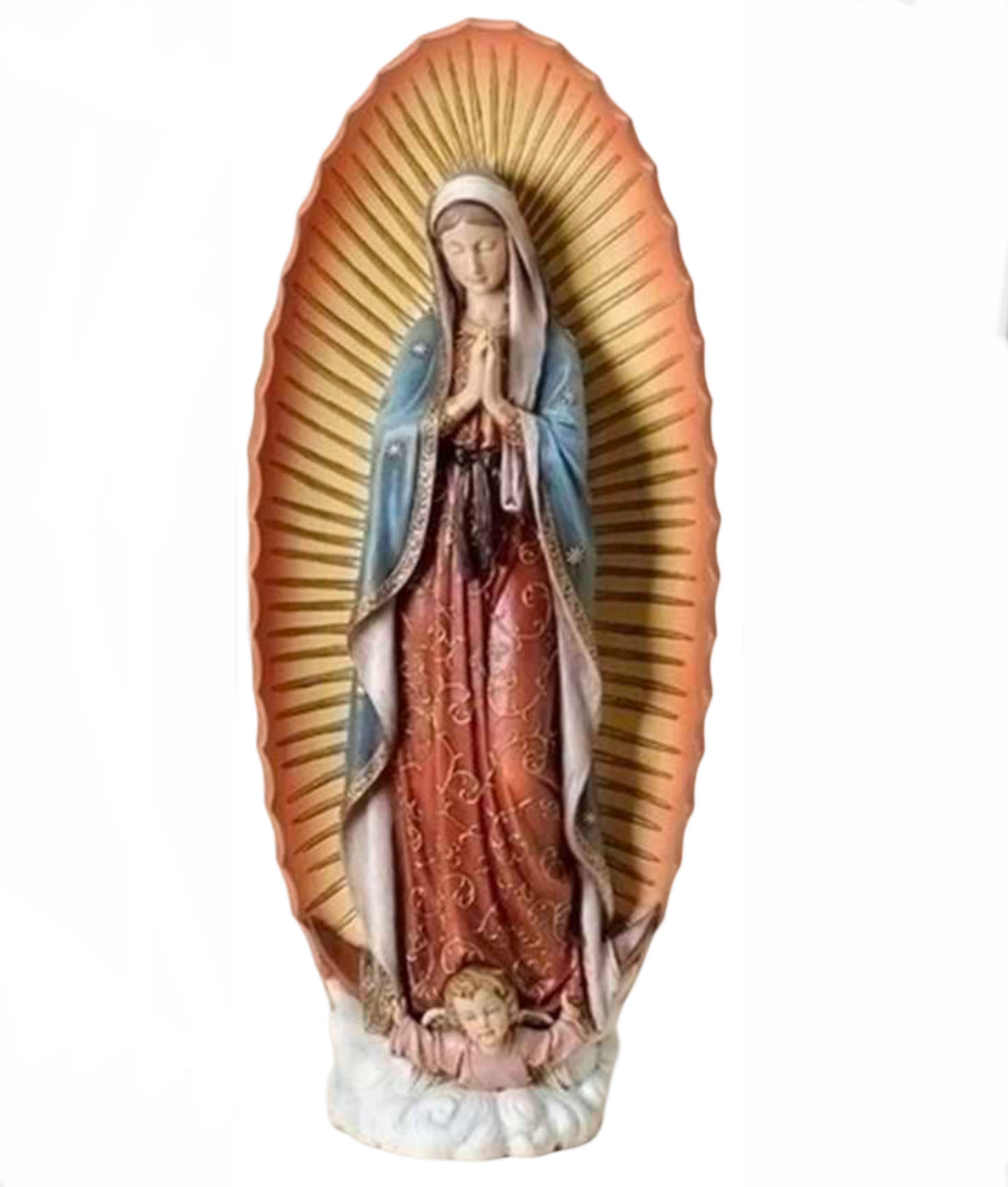 RELIGIOUS GIFTS- -OUR LADY OF GUADALUPE FIGURE; RENAISSANCE COLLECTION  - Theme	JS RENAISSANCE COLL Division	JOSEPH STUDIO Materials	RESIN/STONE MIX Dimensions	32"H 13.5"W 7.5"D