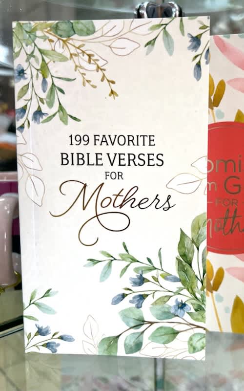 Book titled "199 Favorite Bible Verses for Mothers" with floral cover