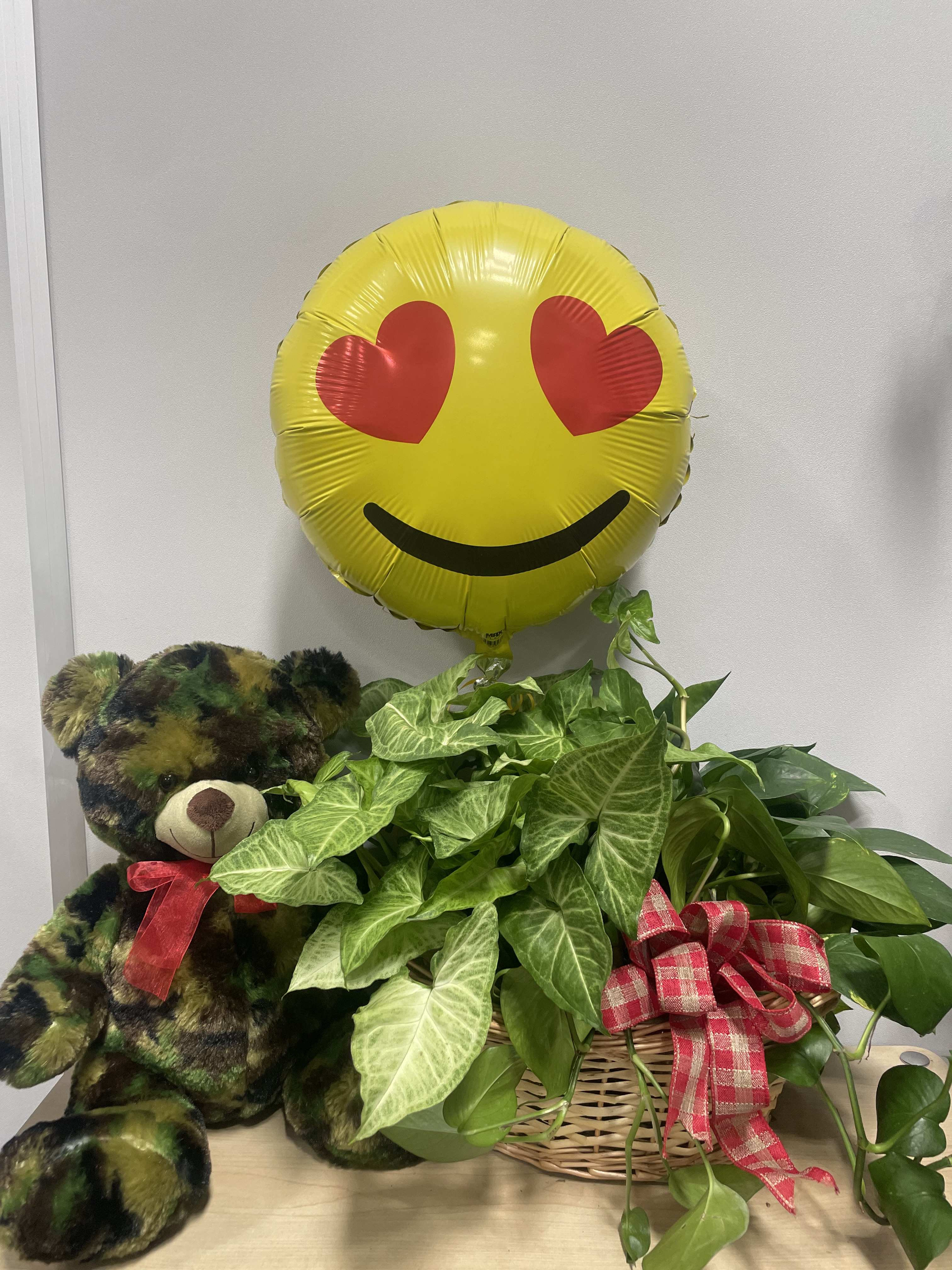 Camo Bear &amp; Love Planter - As shown 