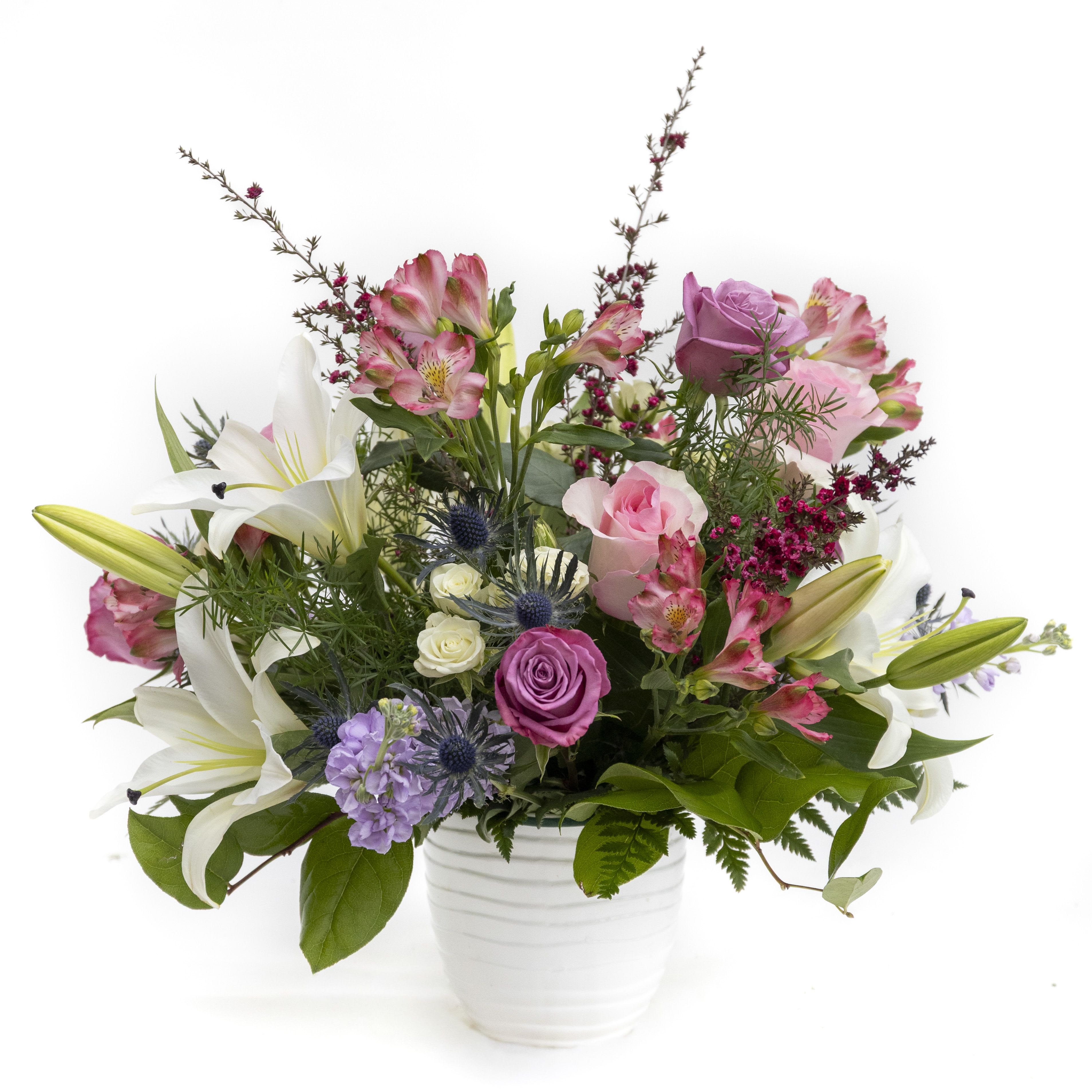 Petal Poetry - Soft, romantic, and just a little wild  This garden-style beauty is bursting with lilies, roses, and delicate seasonal blooms—designed to feel like it was freshly gathered on a spring morning. Perfect for brightening your home or sending a little love across Syracuse.   Same-day delivery available  Locally designed &amp; hand-crafted  #SyracuseFlorist #FreshFlowers #SpringFlowers #ShopLocal #FlowerLovers #UpstateNY #FloralDesign