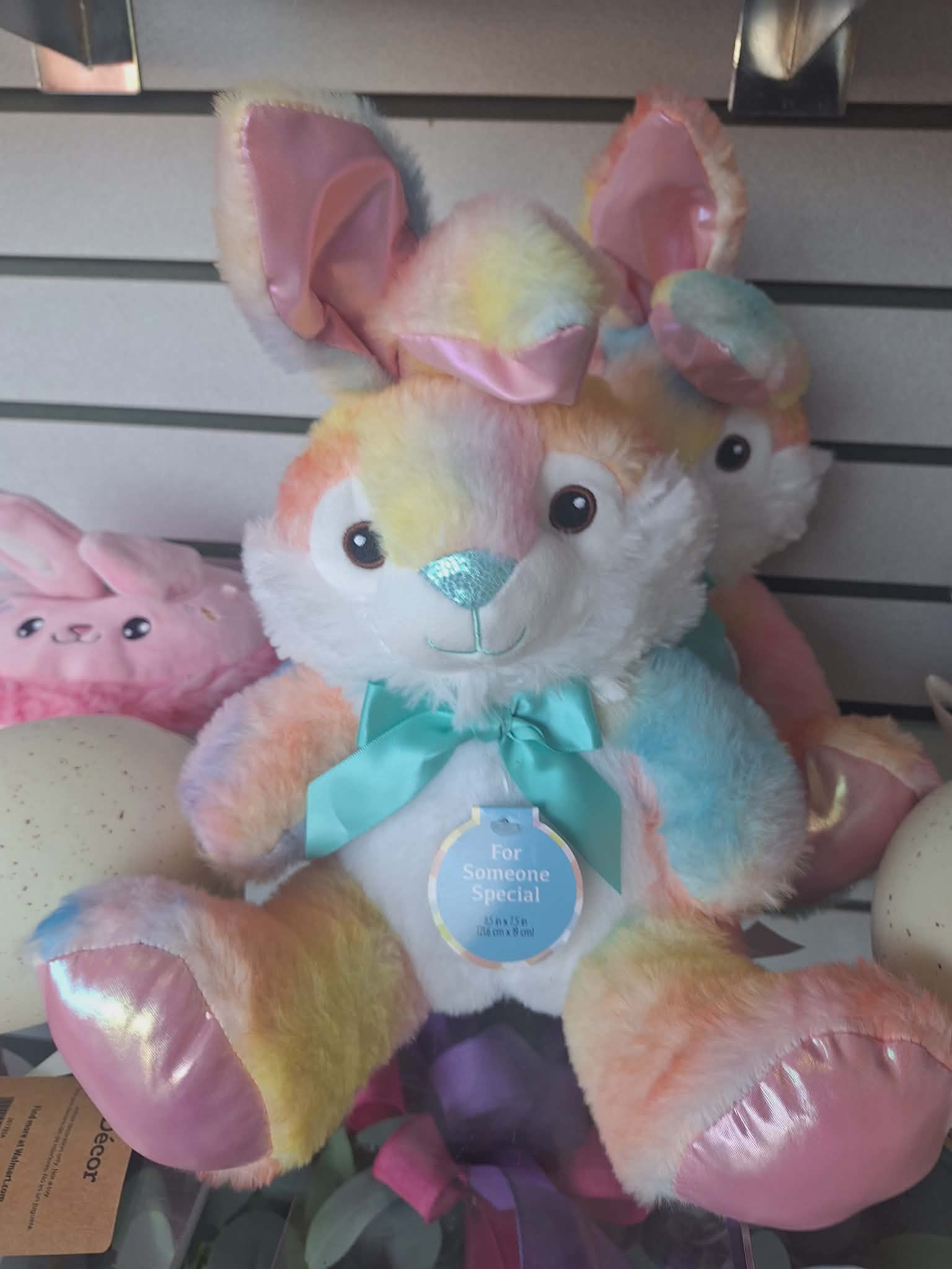 Multicolored Easter Bunny - Easter bunny can be added to any balloon bouquet or floral arrangement