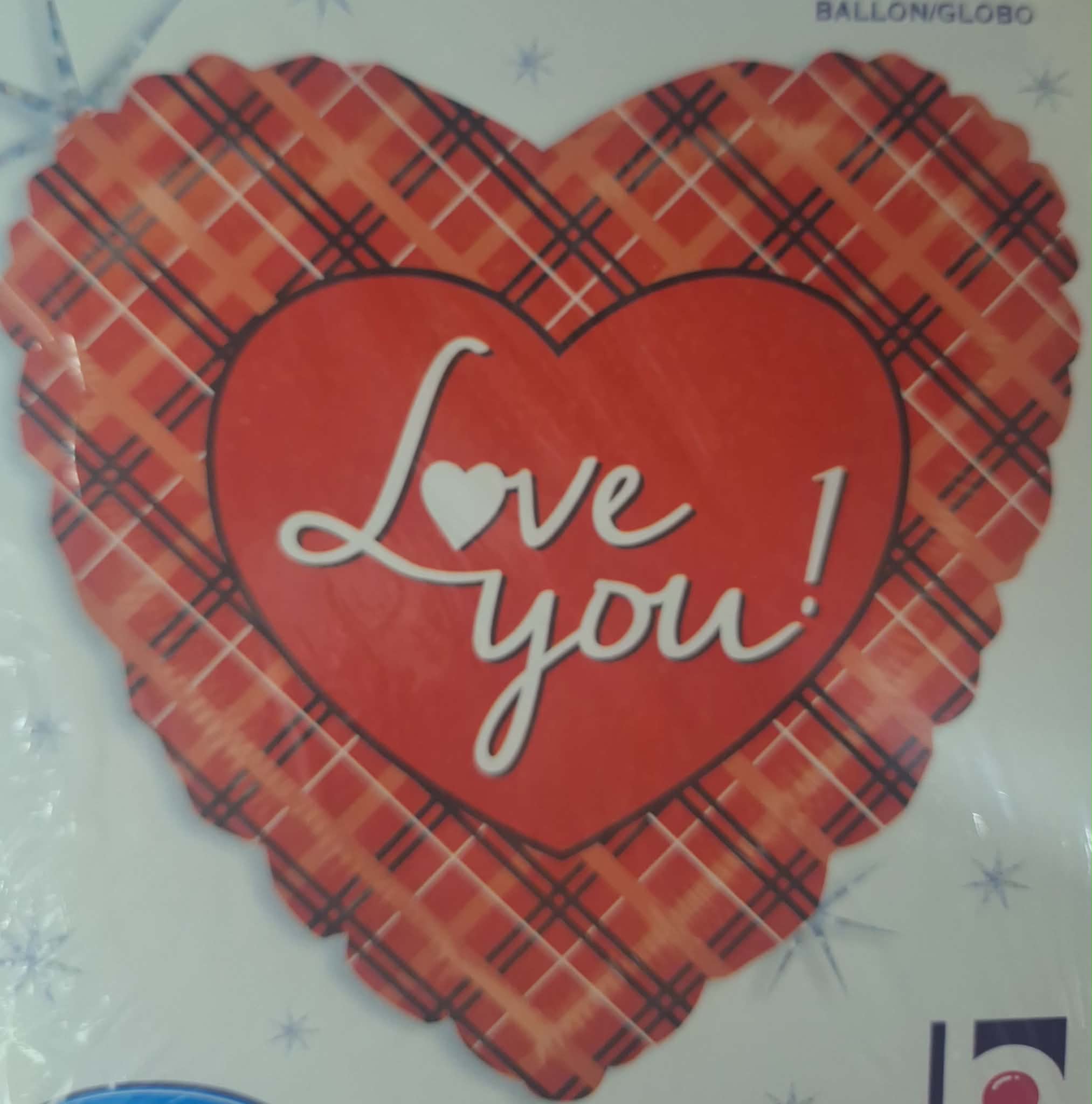 Plaid Love You! Mylar (#424) - 18in helium filled mylar balloon can be add to any balloon bouquet, stuffed animal, box of chocolates, or floral arrangement. *if you're ordering multiple balloons individually (not in an already advertised set or tied to a flower arrangement/stuffed animal) you will need to purchase a balloon weight otherwise the balloons will need to be picked up*