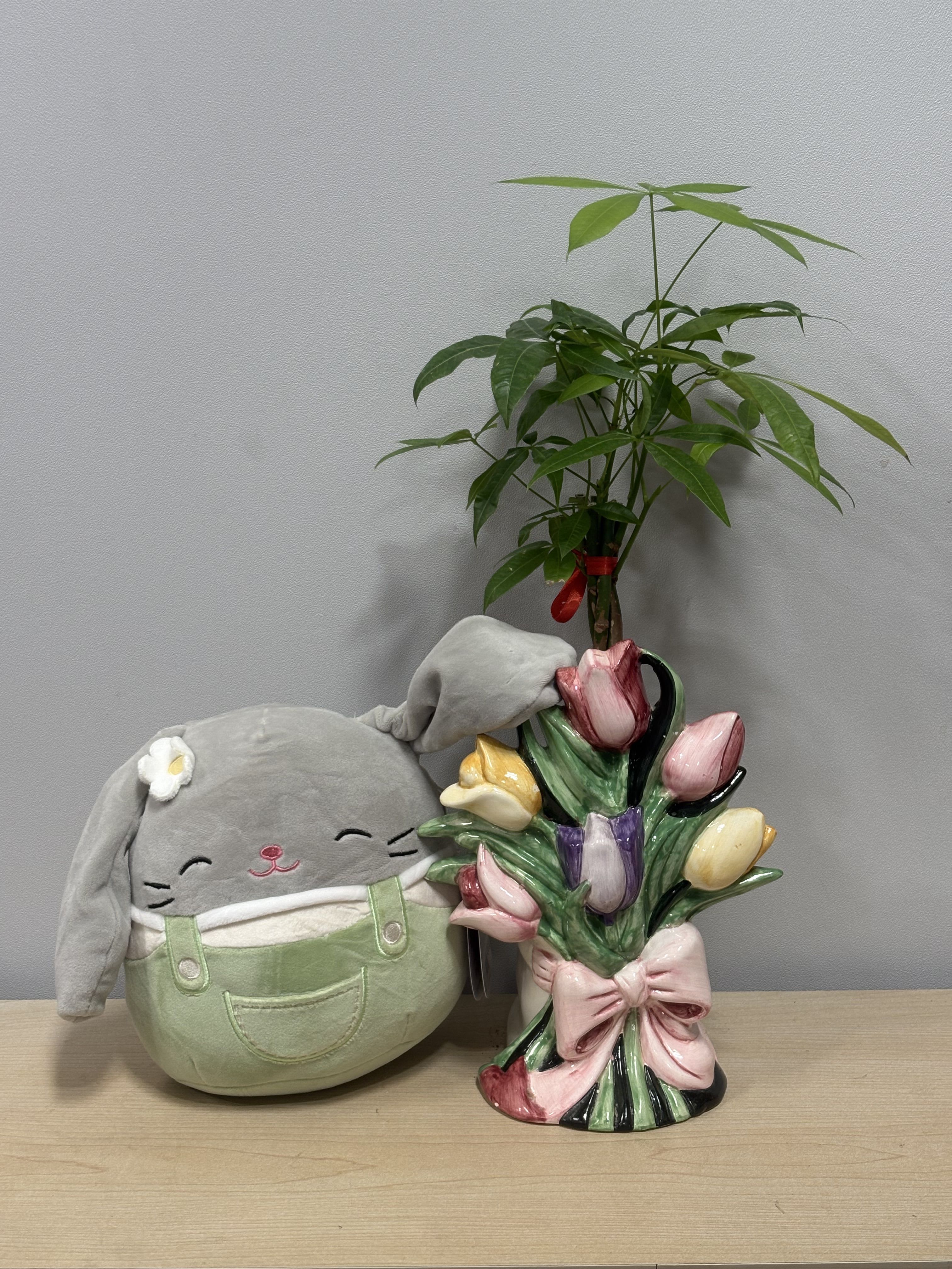 Ceramic Tulip Tree &amp; Bunny - As shown 