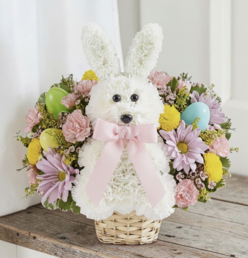 Hopping into Easter  - This adorable bunny made of fresh flowers is sure to help your loved one celebrate Easter! 
