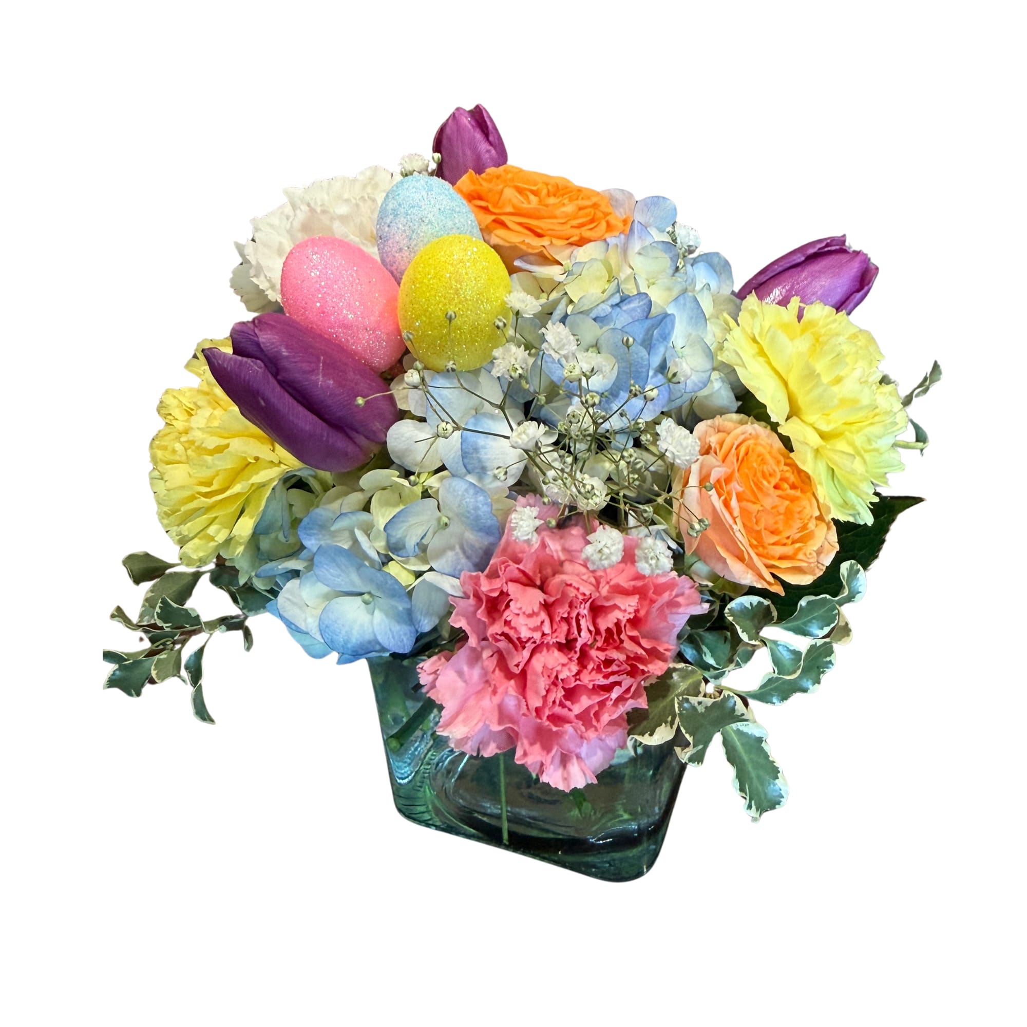 Easter Eggs - Beautiful modern arrangement with gorgeous Spring blooms and Easter eggs!