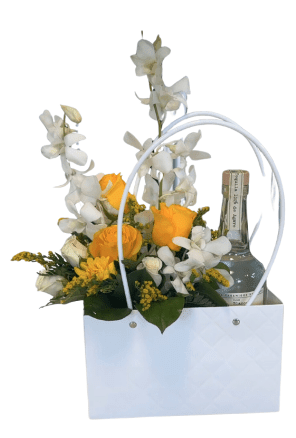 Feelin' Up - Select this item if you need to send a little pick me up... florals can be customized to an equal value. Include any specifics in the notes or give us a call! Bottle of Casa Migos Blanco Included.