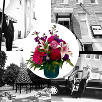 Harlem Ave - This vibrant display of Stargazer, Roses and Gerber Daisies are guaranteed to bring the new life of Spring into every room.