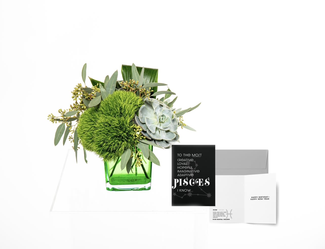 Pisces - It’s officially Pisces season! Get your Pisces zodiac package now! Each zodiac package comes with a Zodiac themed birthday card from Around The Way Parchment. Perfectly pale green brings about healing and renewal and connects Pisces with its subconscious. As the color of life, light green represents renewal and inspiration, encouraging the healing and rejuvenating energies that Pisces is known for.