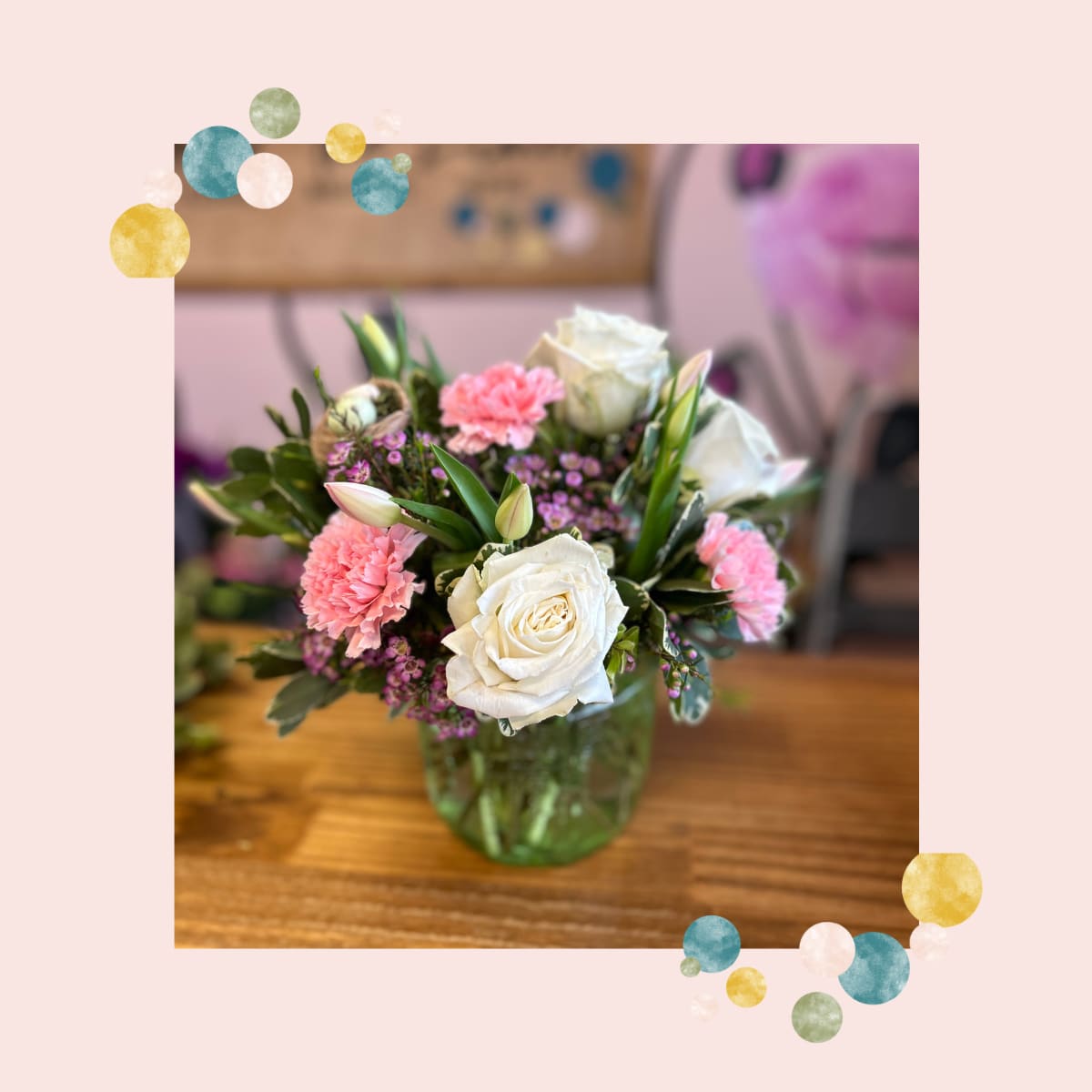 Classic Designer's Choice - A timeless, balanced bouquet featuring soft color palettes and familiar blooms like roses, carnations and seasonal greenery. Designed in a rounded, traditional shape--perfect for anyone!