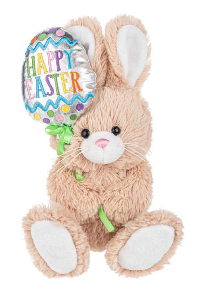 "Happy Easter" Balloon Bunny by Ganz - 11" H "Happy Easter" Balloon Bunny in soft, brown plush. 