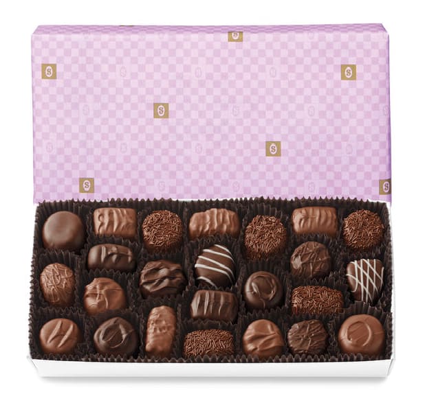 See's Soft Centers - Smooth, creamy centers with flavors like vanilla, mocha, strawberry cream, lemon, marzipan, butterscotch and more! All gently coated in our rich dark and milk chocolate. Approximately 24 pieces*:  Dark Vanilla Buttercream, Light Chocolate Truffle, Milk Strawberry Cream, Milk Butterscotch Square (2), Dark Marzipan, Milk Chocolate Buttercream (2), Dark Raspberry Cream (2), Milk Bordeaux™ (2), Dark Chocolate Buttercream, Milk Coconut Cream (2), Blueberry Truffle, Dark Butterscotch Square, Milk Mocha (2), Dark Bordeaux™, Pineapple Truffle (2), Lemon Truffle, Milk Orange Cream.