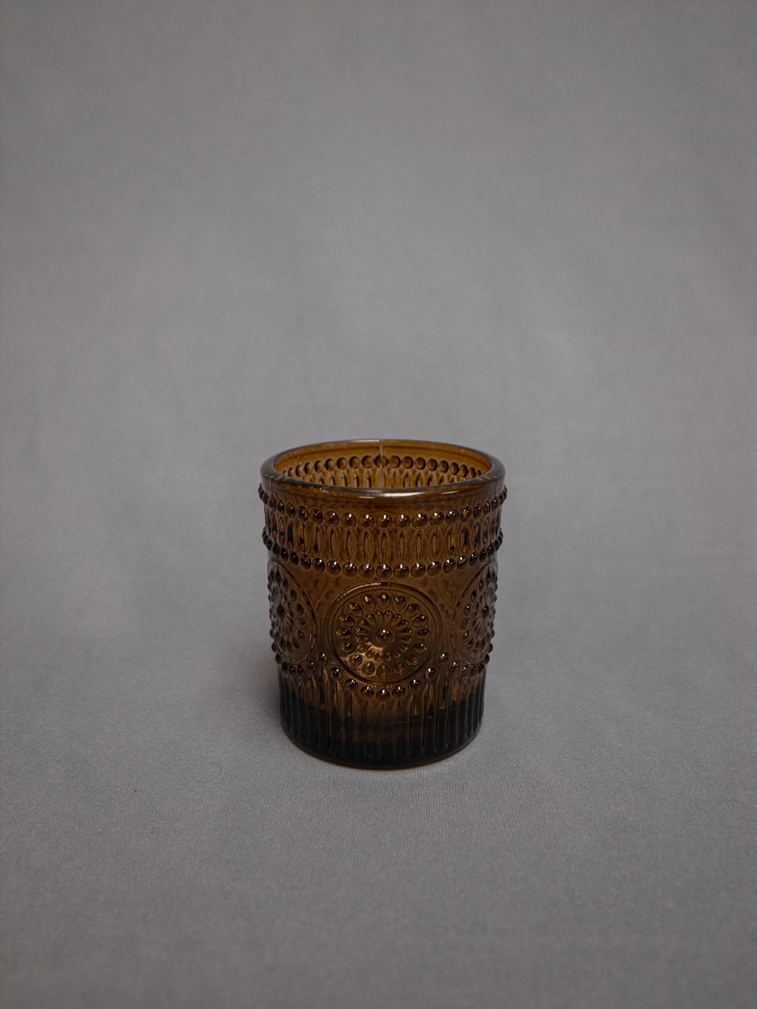 2.5" Patterned Amber Votive - 2.5in Patterned Amber Votive