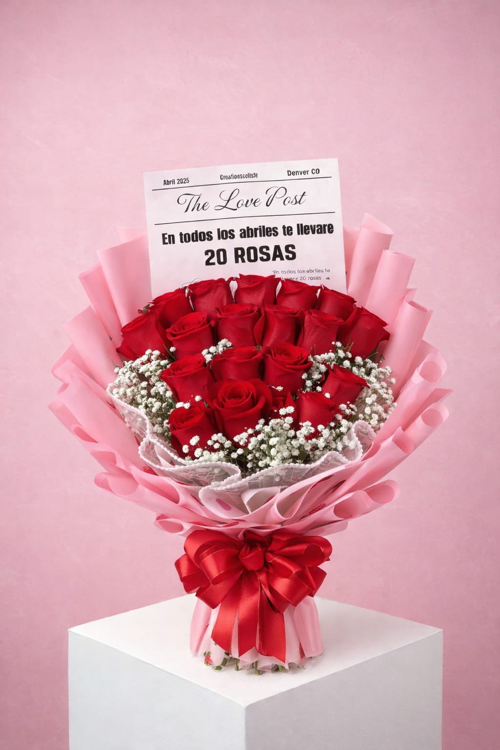20 Rosas Rojas de Abril  - LAS 20 ROSAS DE ABRIL TIENEN EL SIGNIFICADO MAS PROFUNDO, SIMBOLIZAN UN AMOR SINCERO Y MUESTRAN SEGURIDAD DE QUE SU AMOR ES VERDADERO.