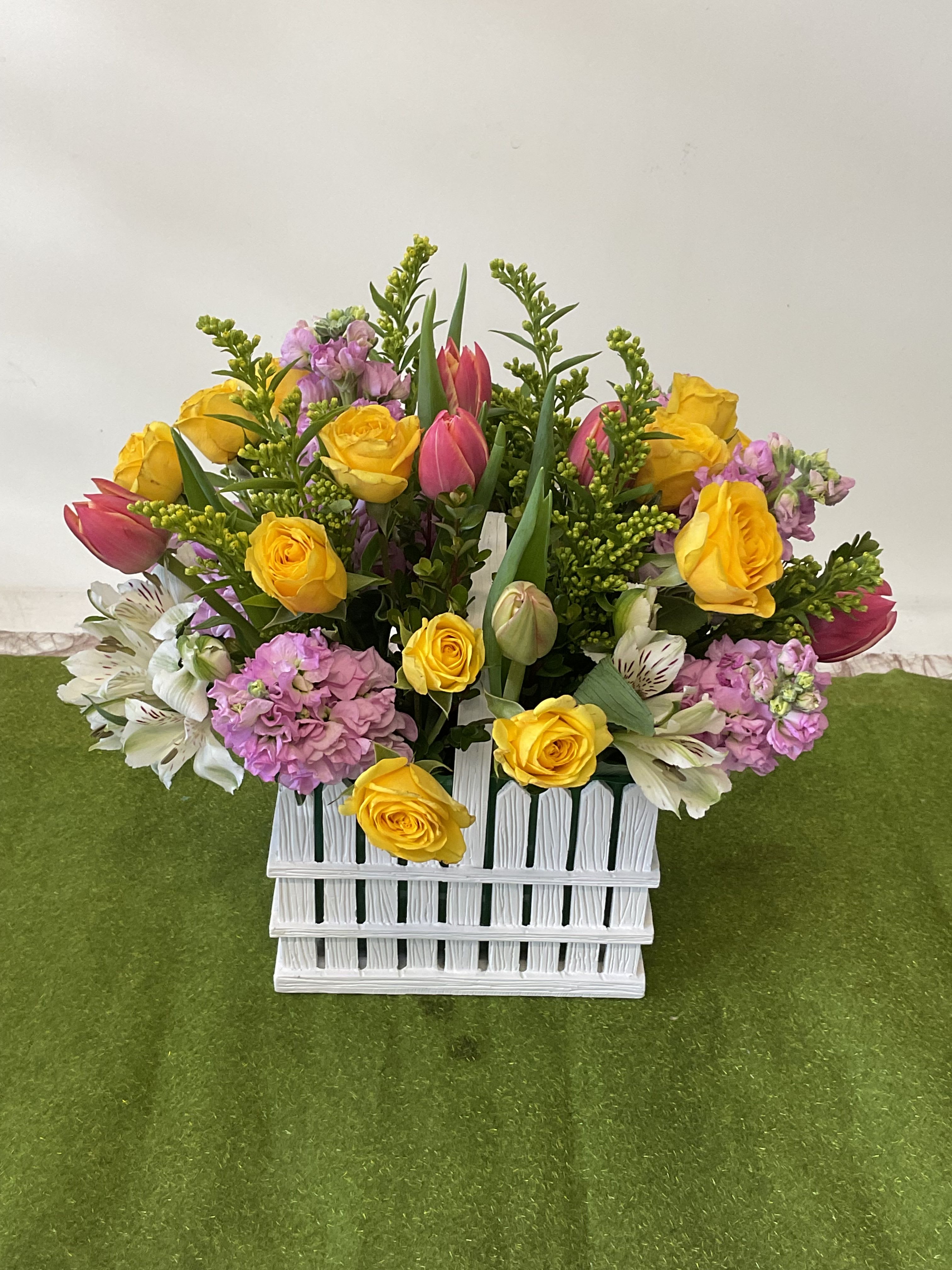 26-110 - Fresh, beautiful mixed bouquet in vibrant seasonal colors-perfect for brightening a home or celebrating a special moment.