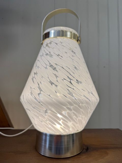 rechargeable lantern tall - Rechargeable lantern outdoor or indoor use hand blown glass includes charger **will ship- call store to set up**