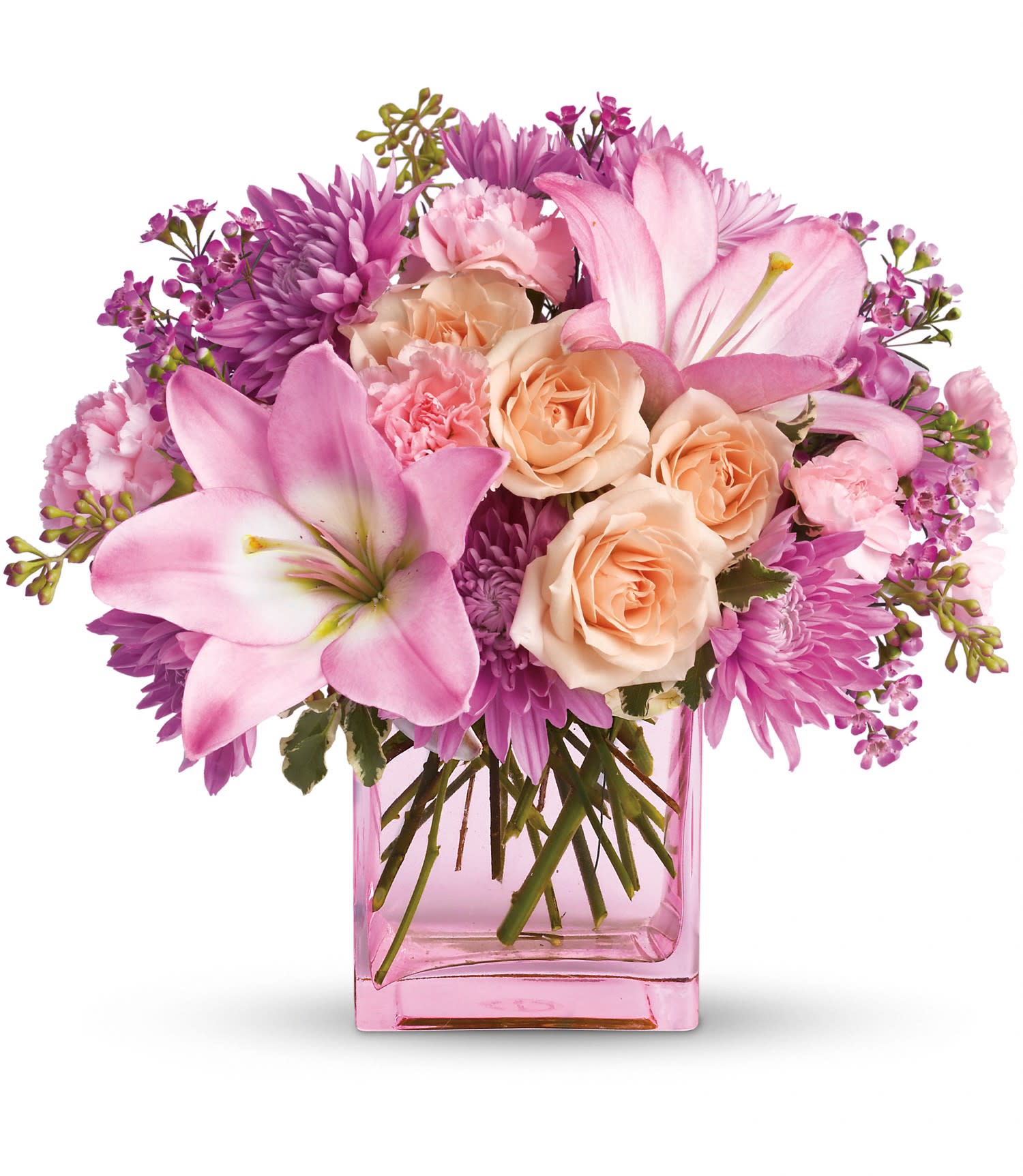 Teleflora's Possibly Pink - Impossibly pretty. This decidedly feminine arrangement is absolutely delightful.