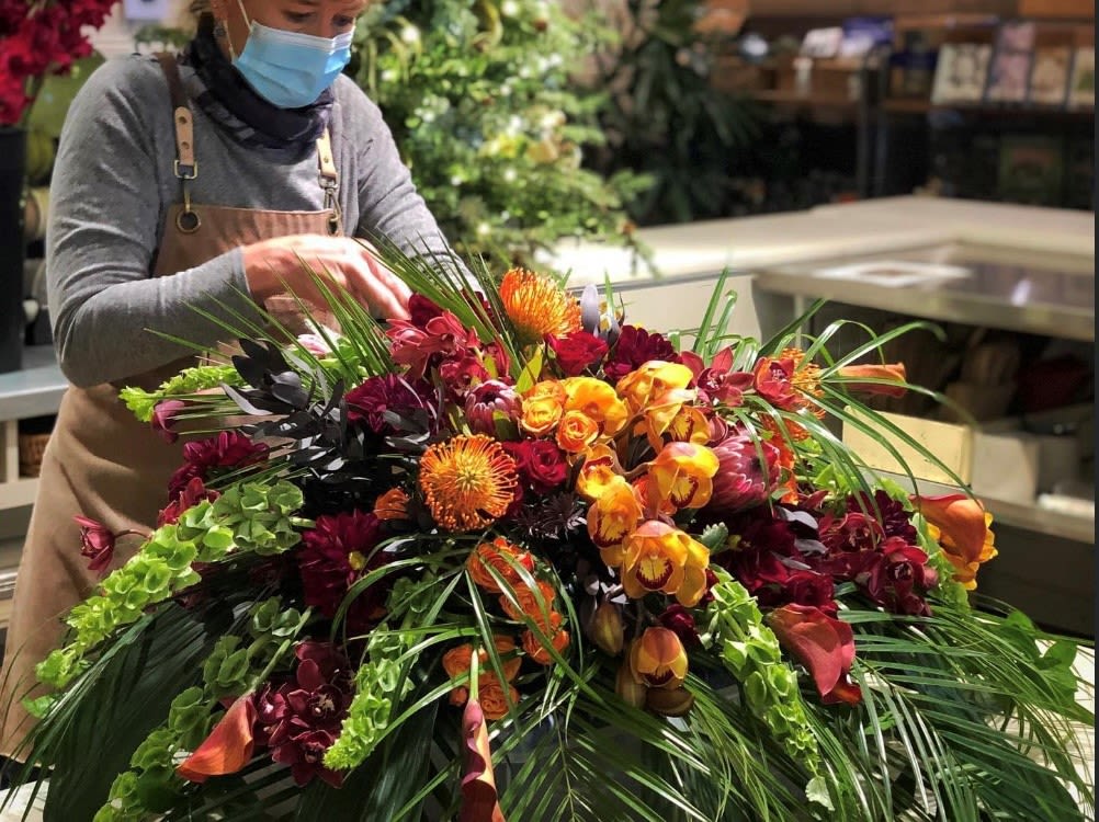 Sympathy 2 - Large casket spray tropicals