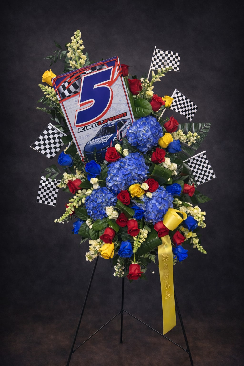Fan Favorite Spray - Red, White and Blue Race Car easel for that person who loved racing.