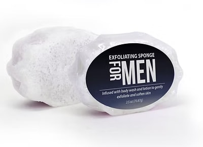 One Minute Exfoliating Sponge for Men - Men's super buffer with built in body wash.  Scrub*Cleanse*Hydrate