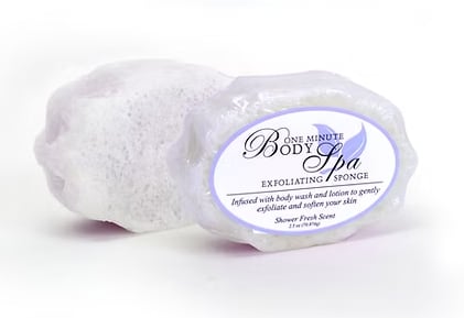 One Minute Body Spa for Women - Infused with body wash and lotion to gently exfoliate and soften your skin.  Shower Fresh Scent